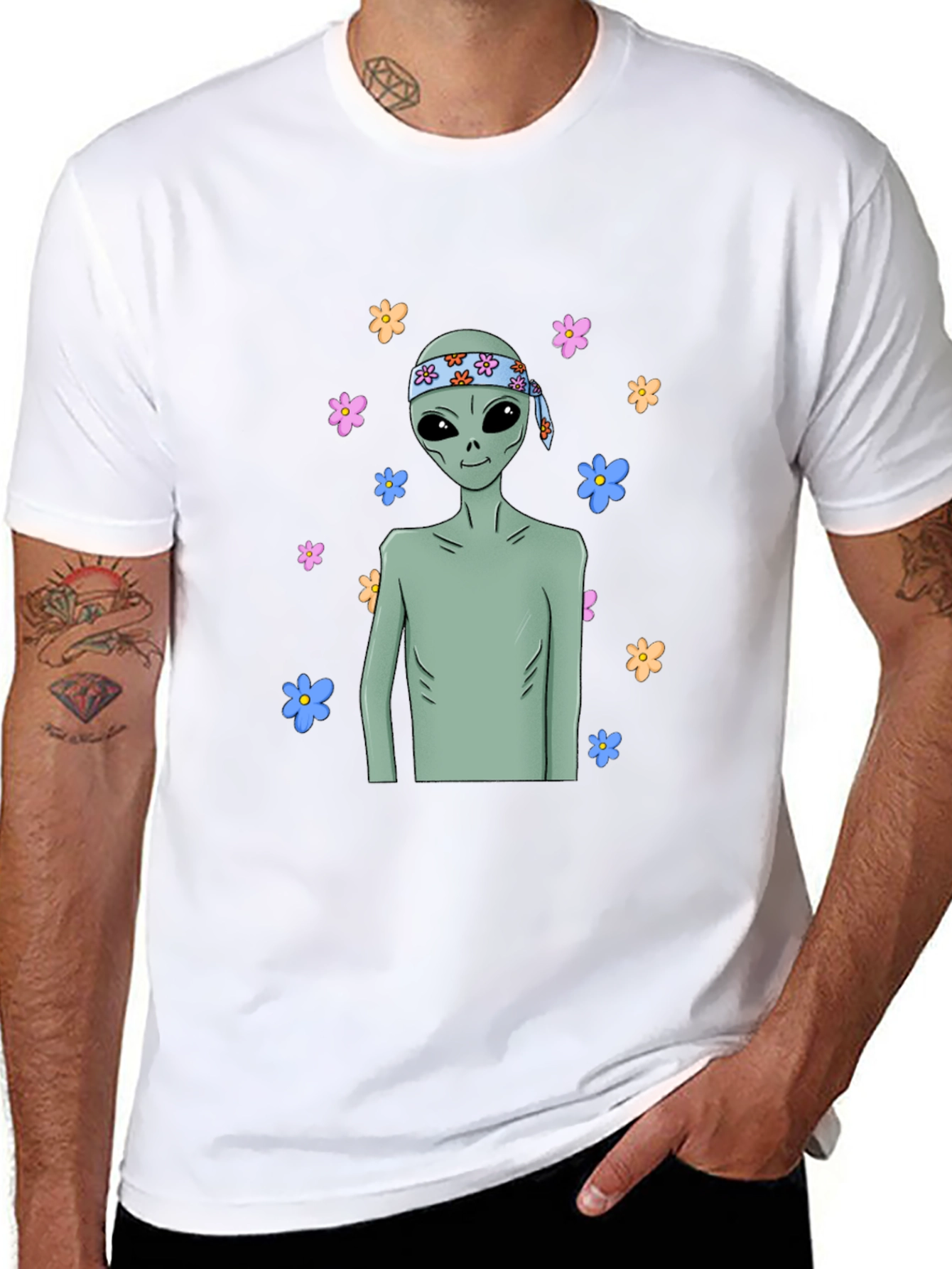 Groovy Alien T-Shirt - Peace Love & Outer Space