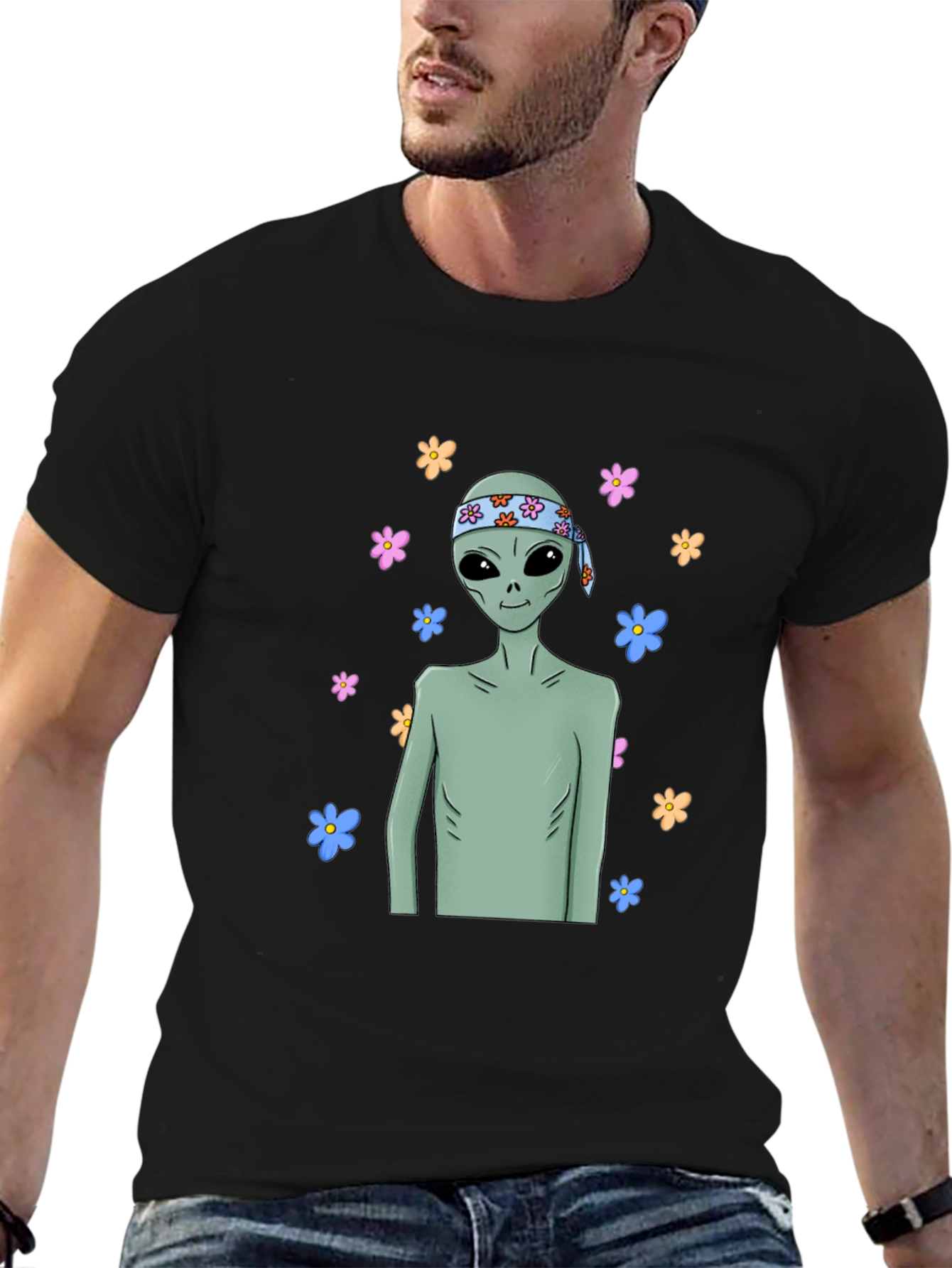 Groovy Alien T-Shirt - Peace Love & Outer Space