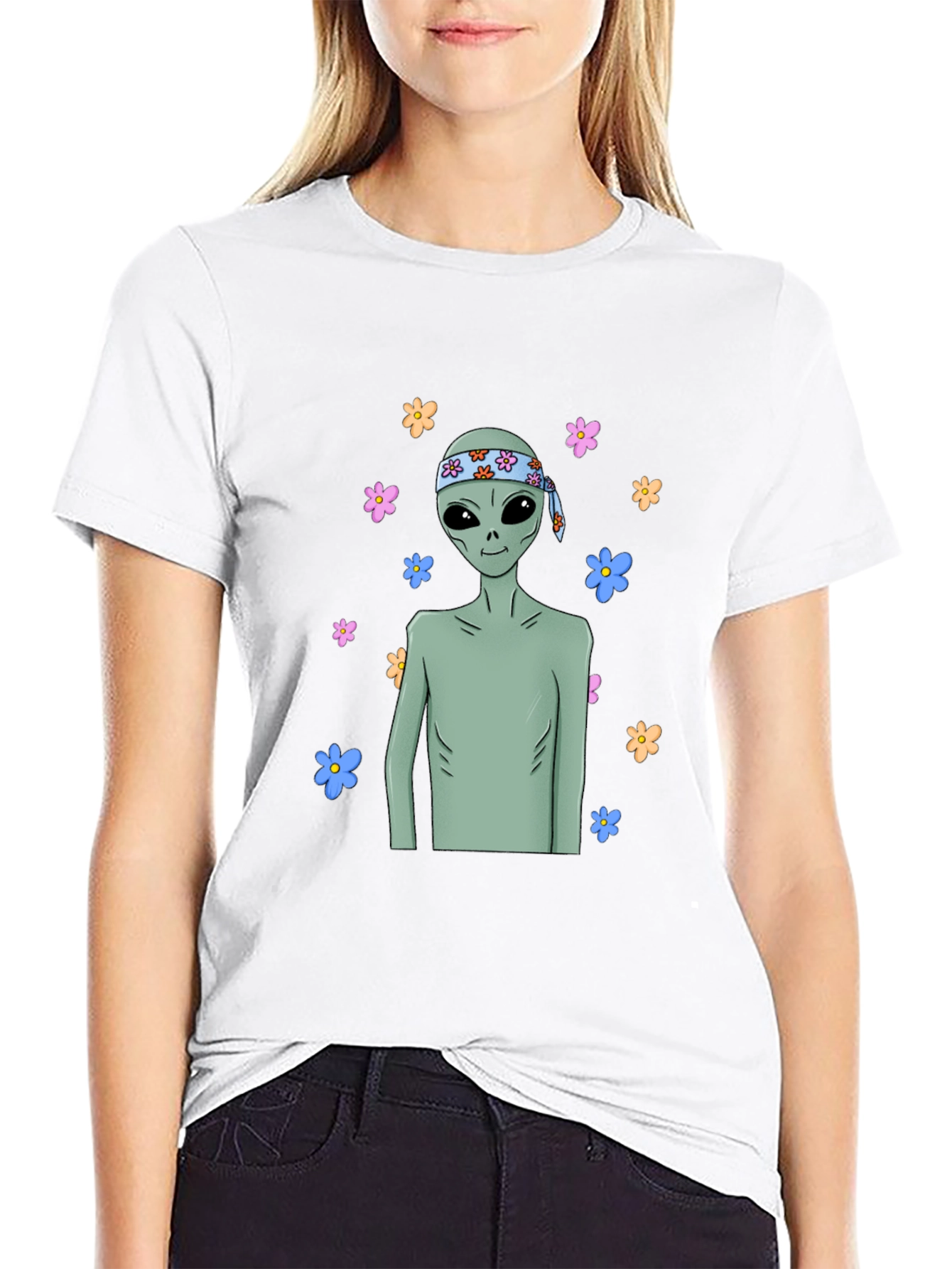 Groovy Alien T-Shirt - Peace Love & Outer Space
