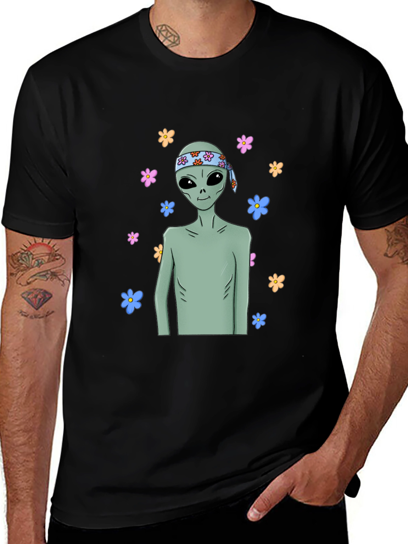 Groovy Alien T-Shirt - Peace Love & Outer Space