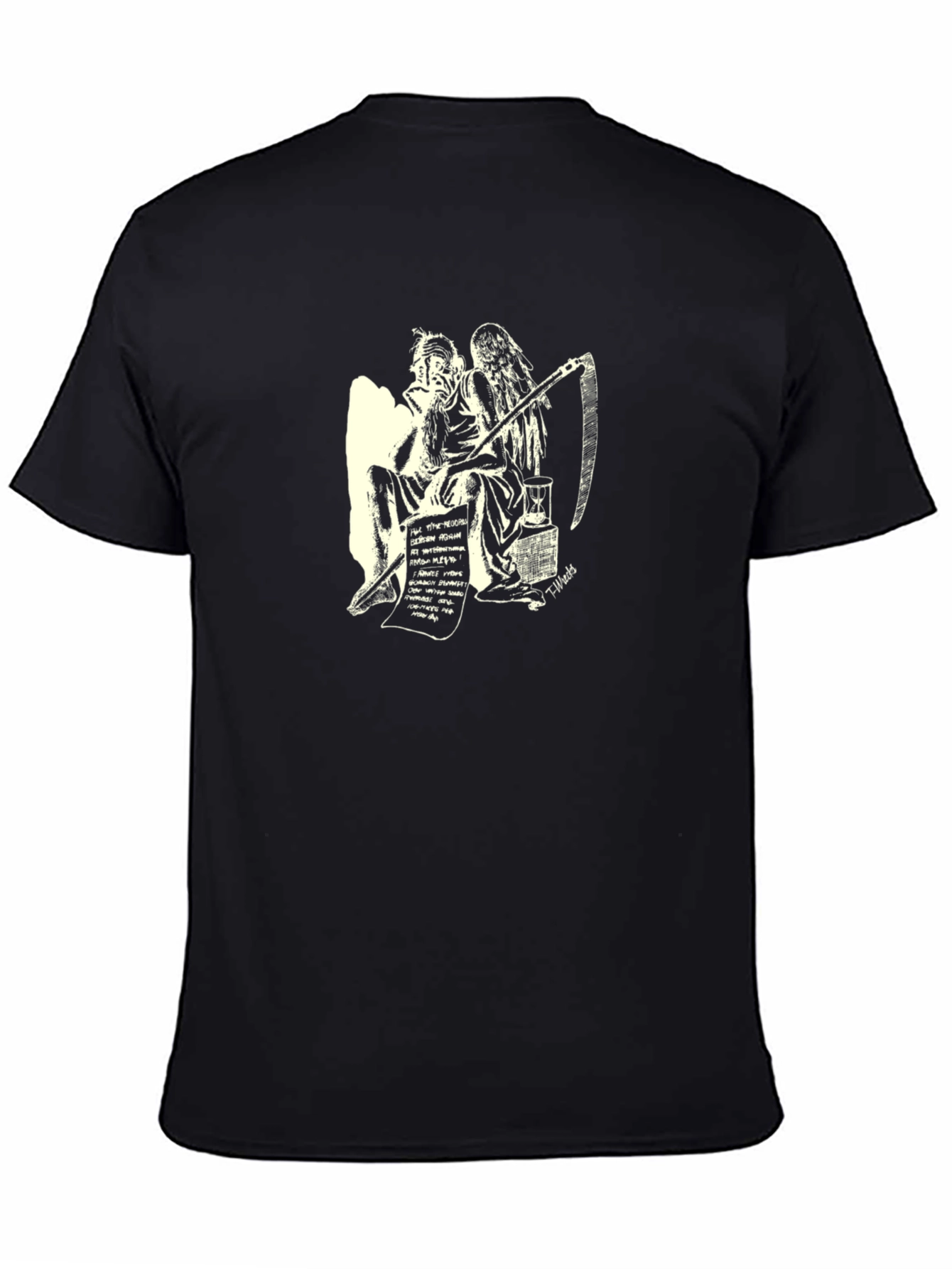 Philosophical Grim Reaper Graphic Tee - Black Cotton T-Shirt