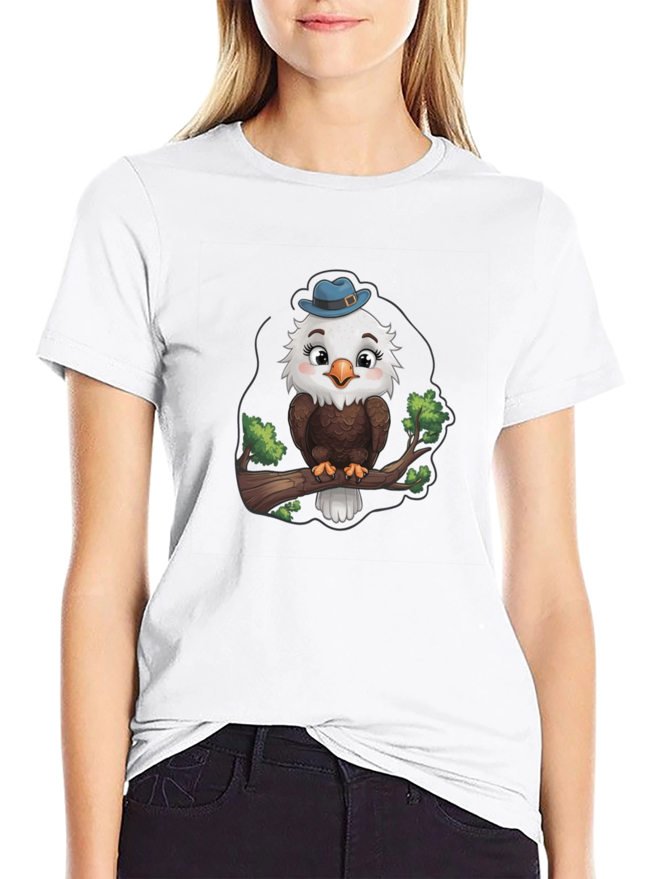Cartoon Eagle Graphic Print Mens T-Shirt