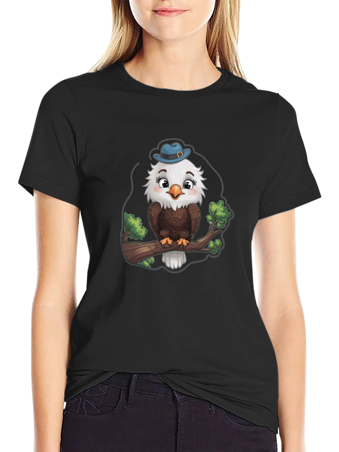 Cartoon Eagle Graphic Print Mens T-Shirt