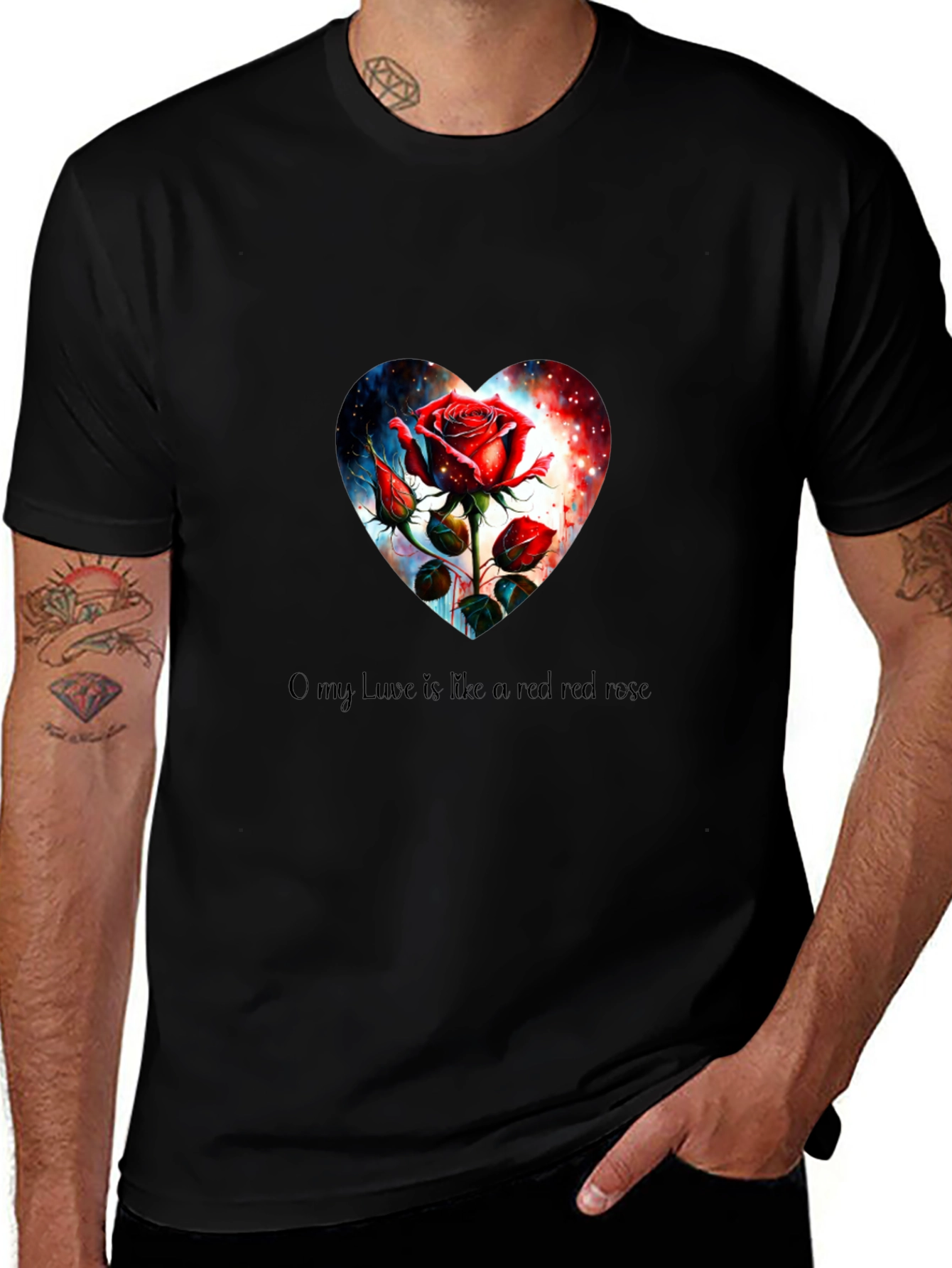Romantic Rose Heart Graphic Tee