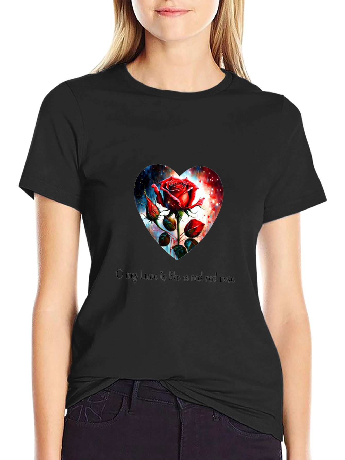 Romantic Rose Heart Graphic Tee