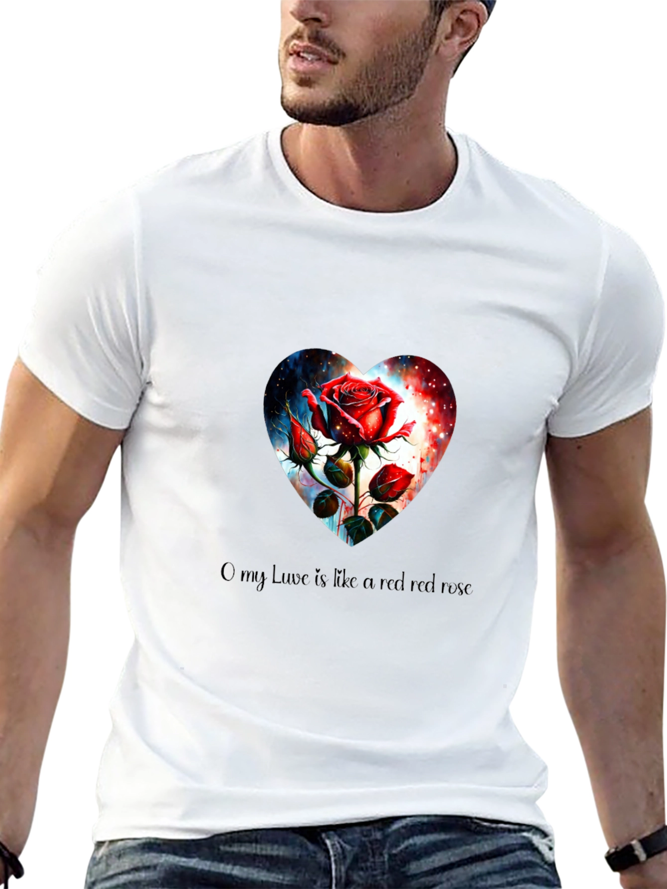 Romantic Rose Heart Graphic Tee