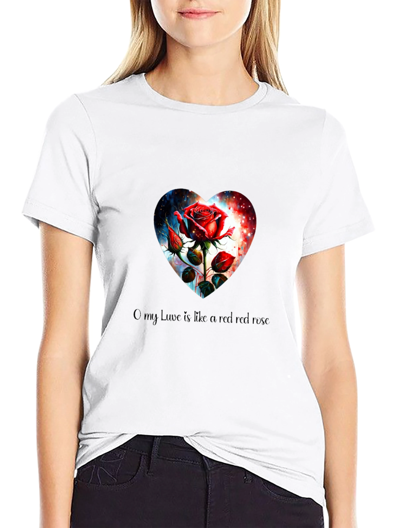 Romantic Rose Heart Graphic Tee