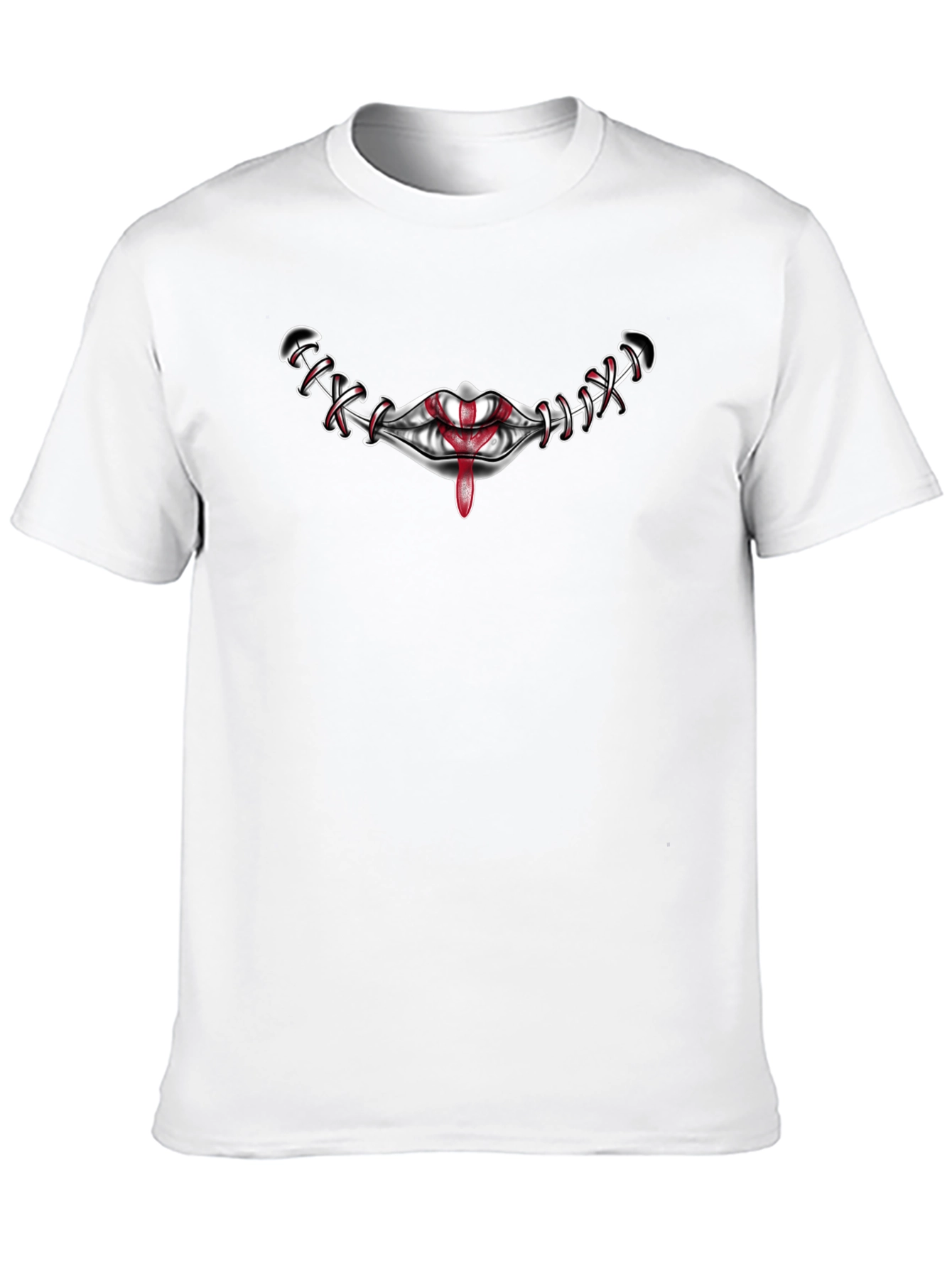 Stitched Smile Graphic Tee - Mens Black T-Shirt