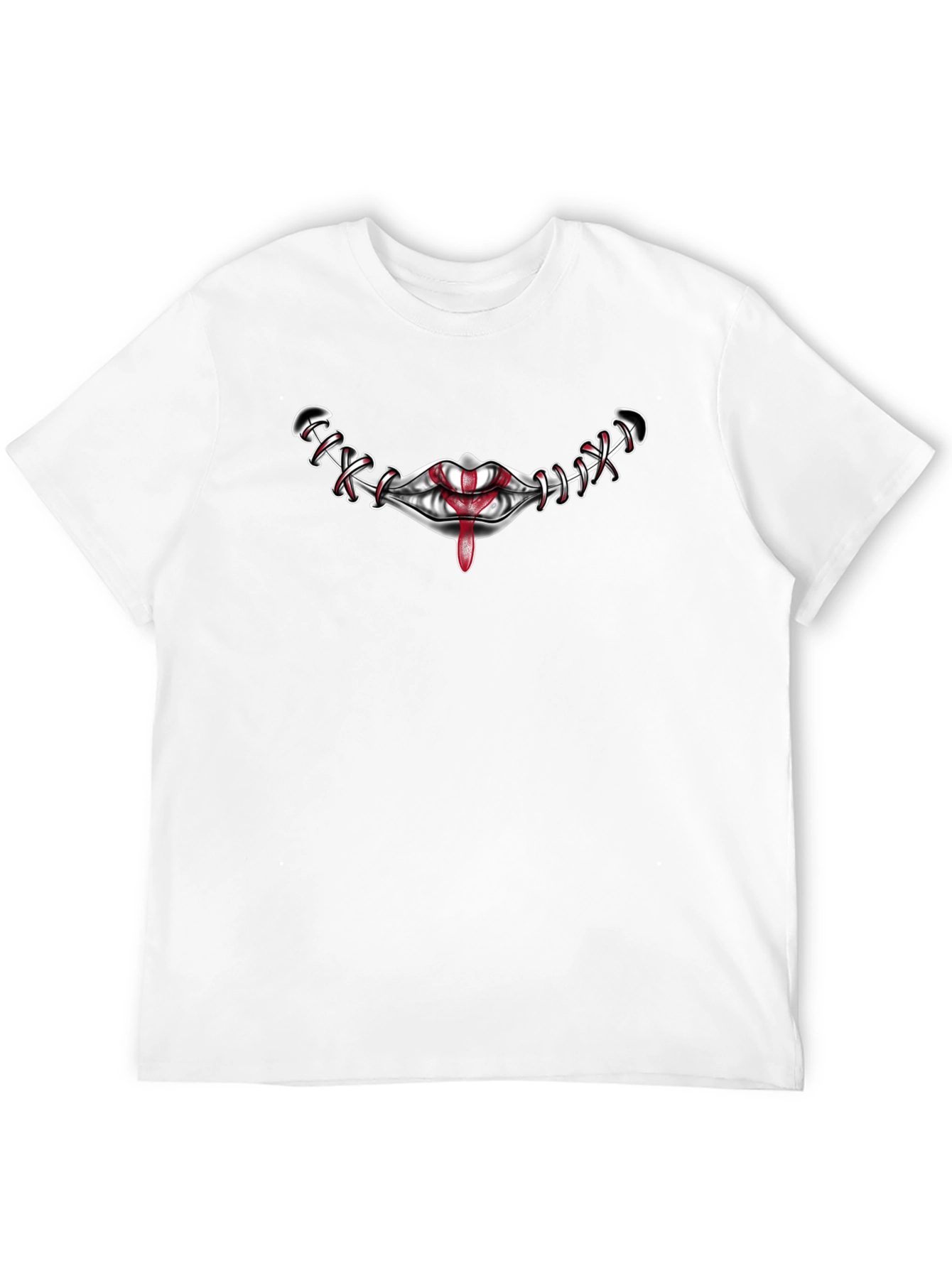 Stitched Smile Graphic Tee - Mens Black T-Shirt