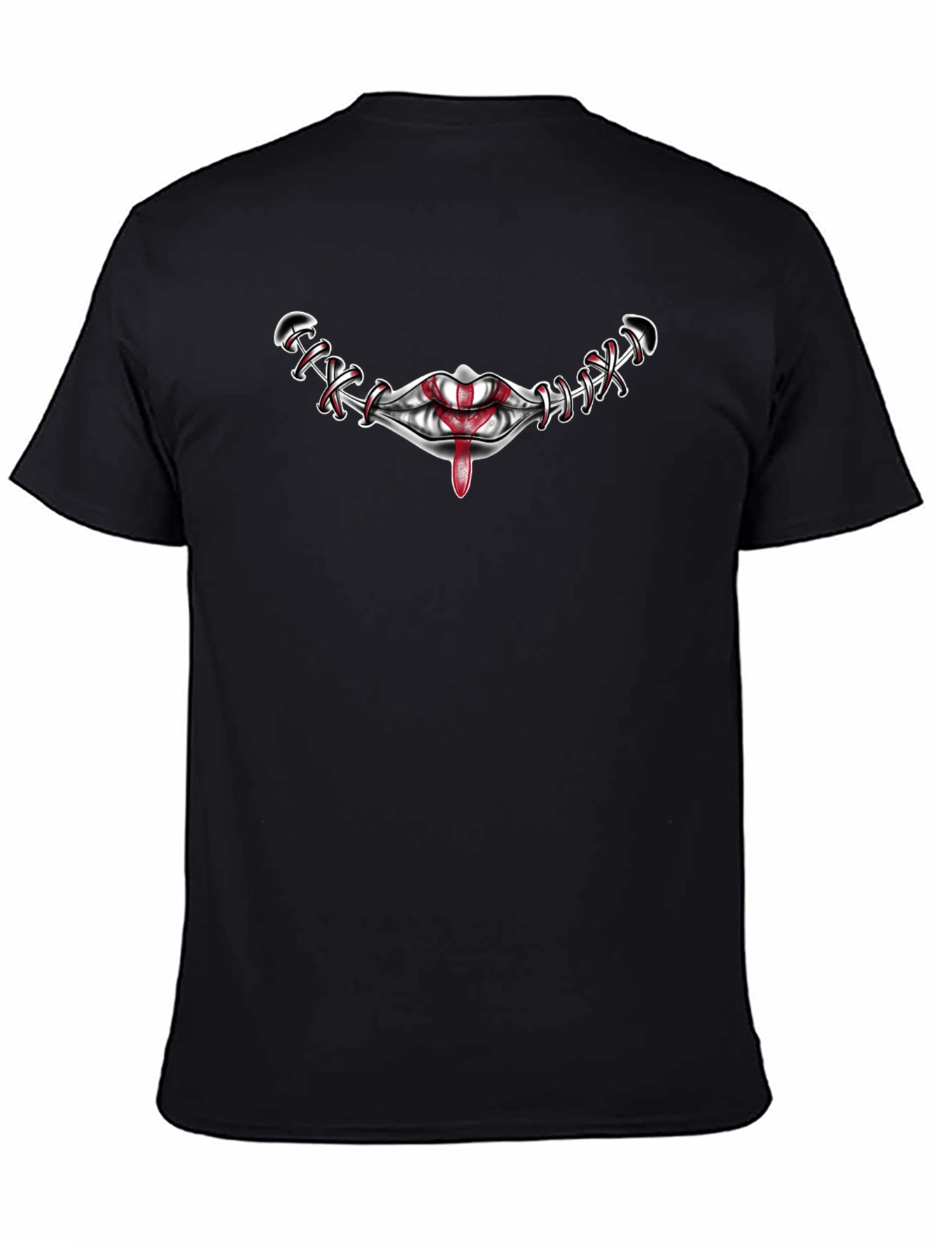 Stitched Smile Graphic Tee - Mens Black T-Shirt