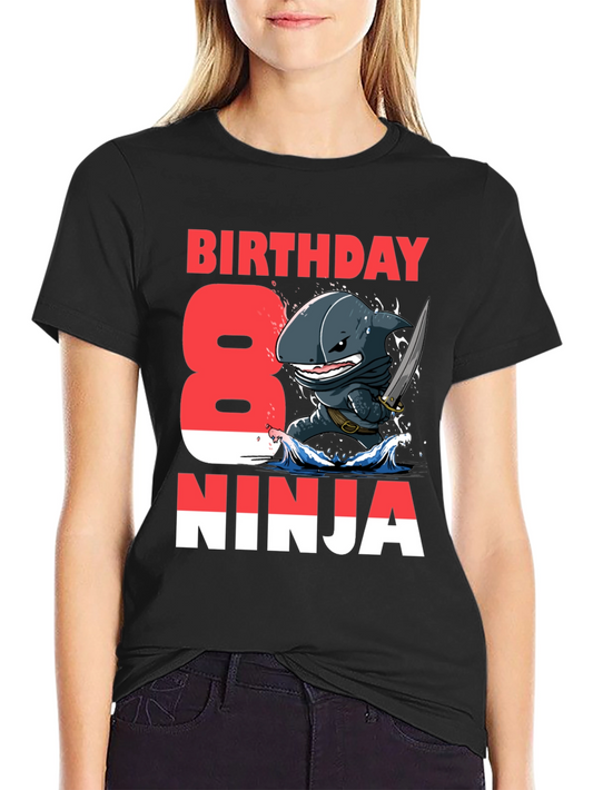 Birthday Shark Ninja T-Shirt - 8th Birthday