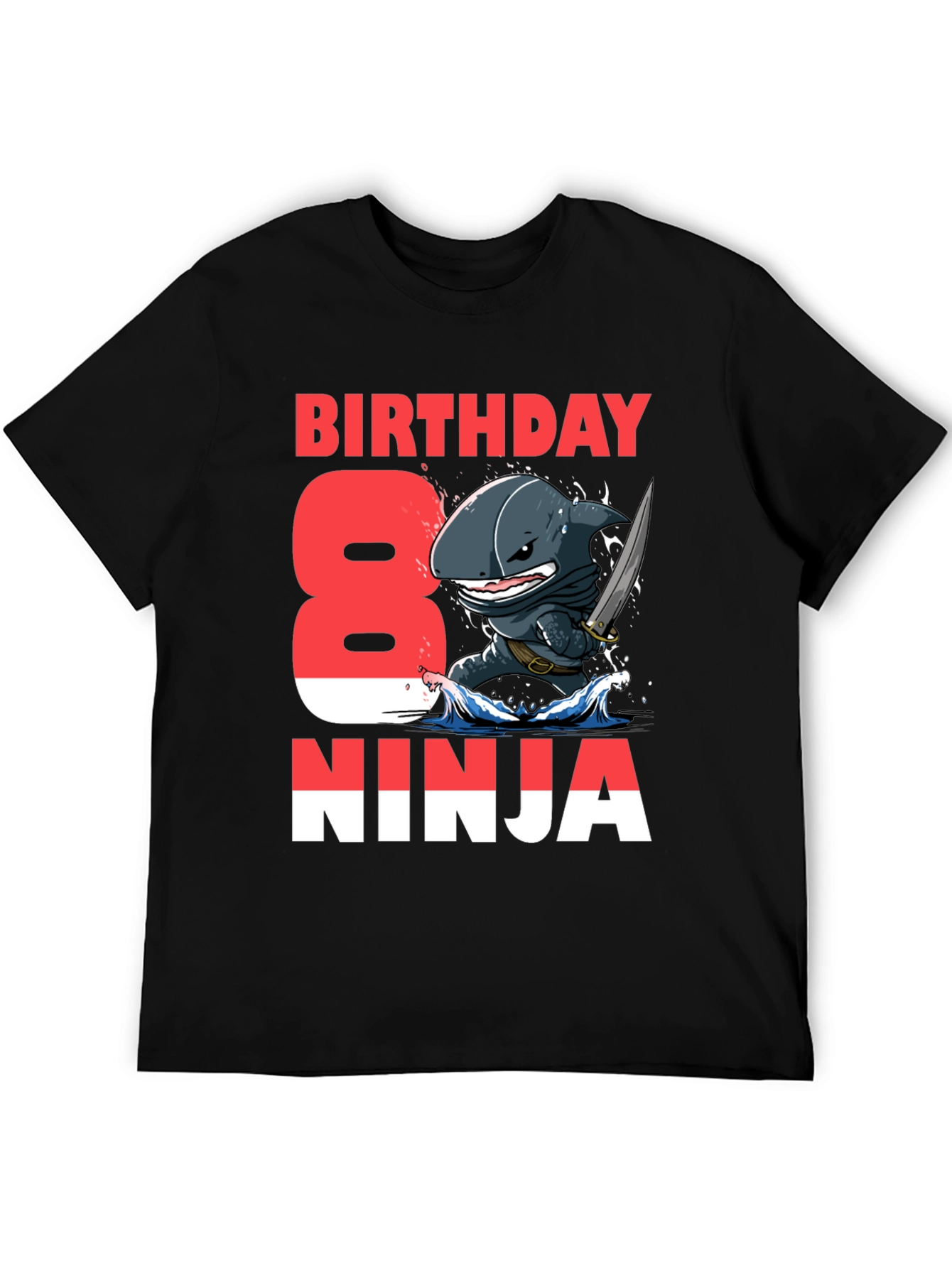 Birthday Shark Ninja T-Shirt - 8th Birthday