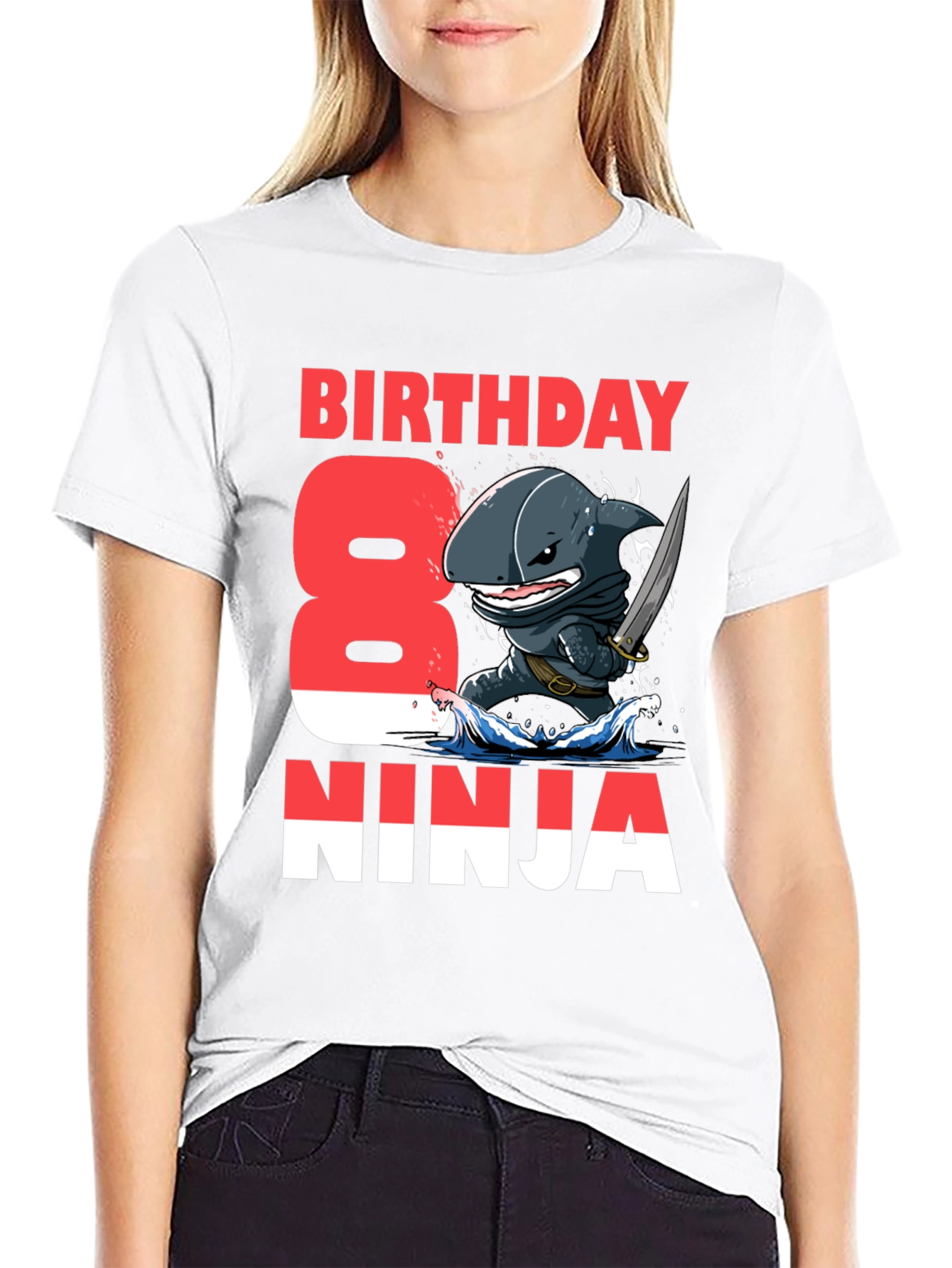 Birthday Shark Ninja T-Shirt - 8th Birthday