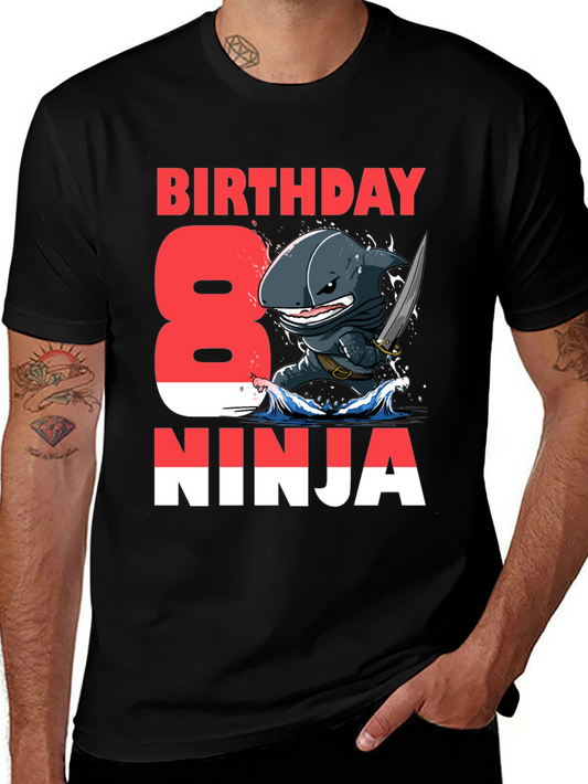 Birthday Shark Ninja T-Shirt - 8th Birthday