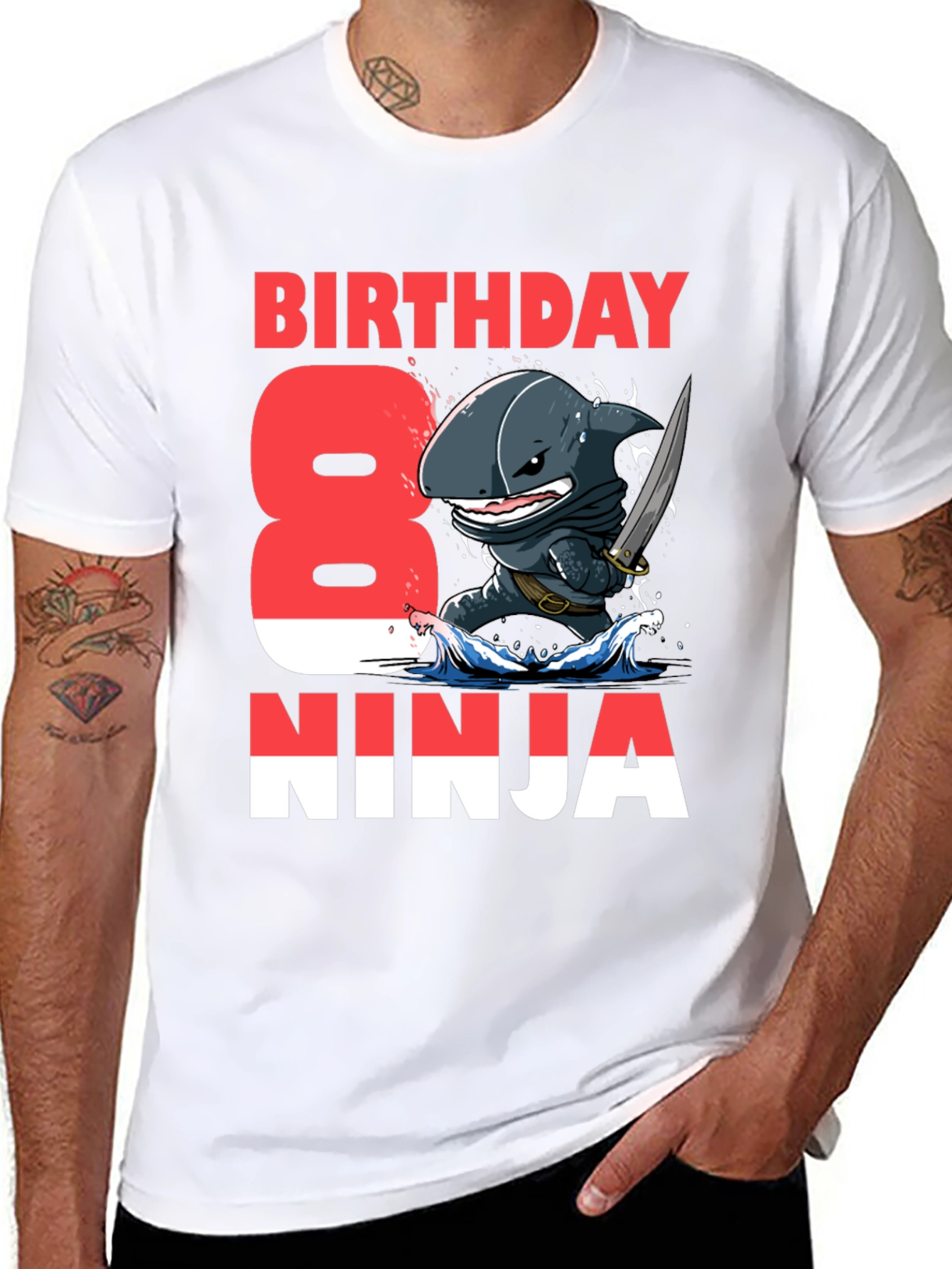 Birthday Shark Ninja T-Shirt - 8th Birthday