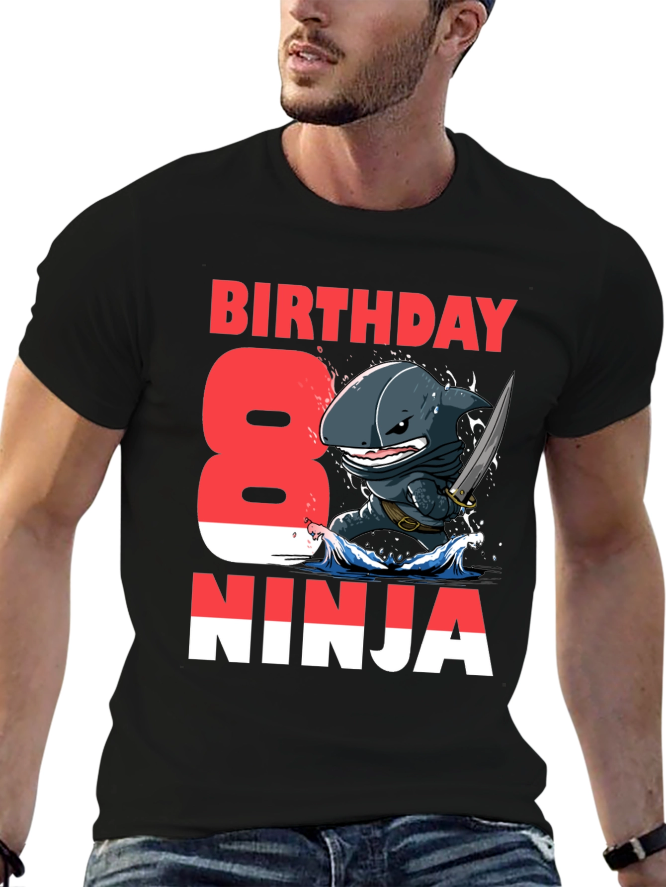 Birthday Shark Ninja T-Shirt - 8th Birthday
