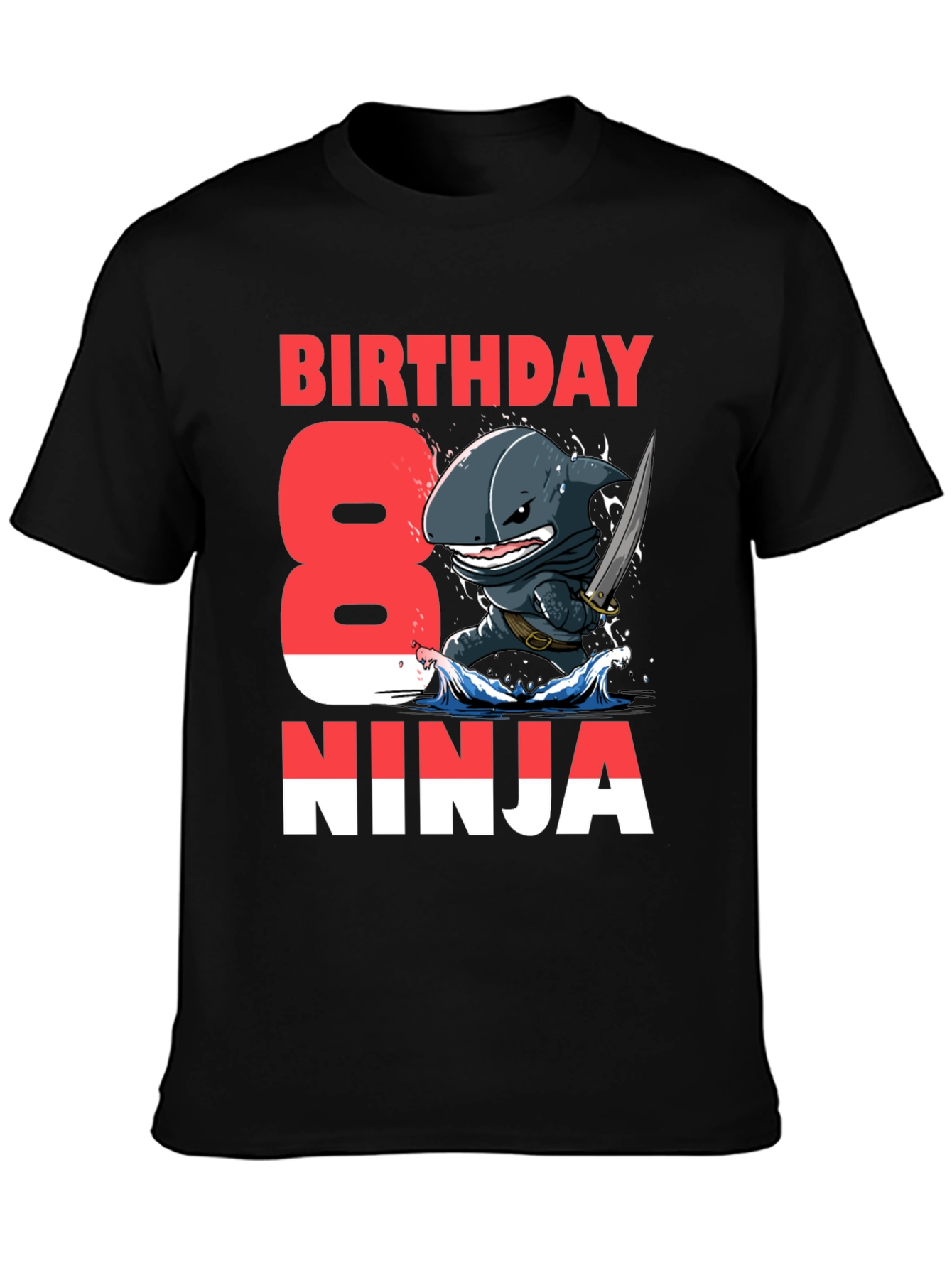 Birthday Shark Ninja T-Shirt - 8th Birthday
