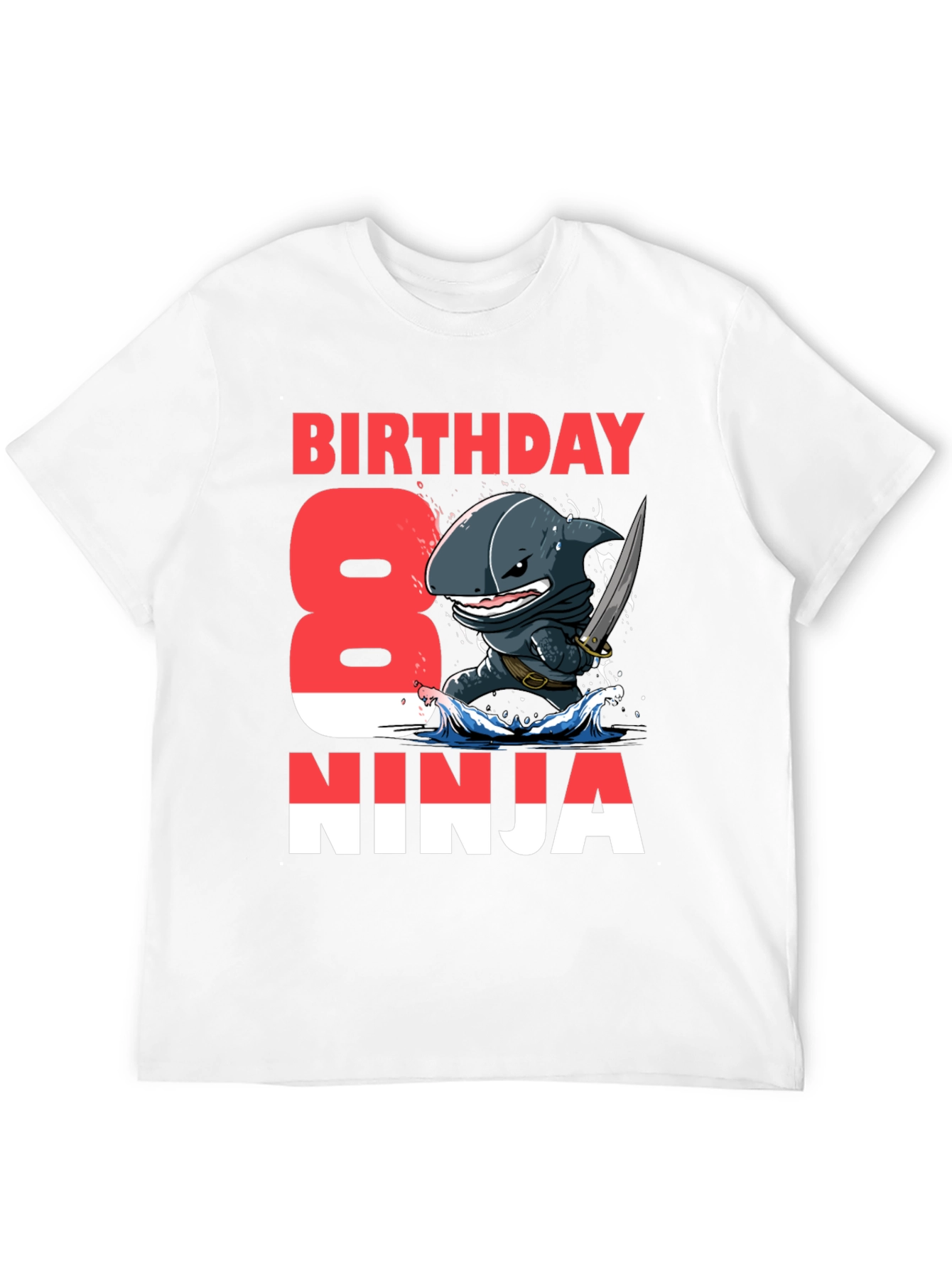Birthday Shark Ninja T-Shirt - 8th Birthday