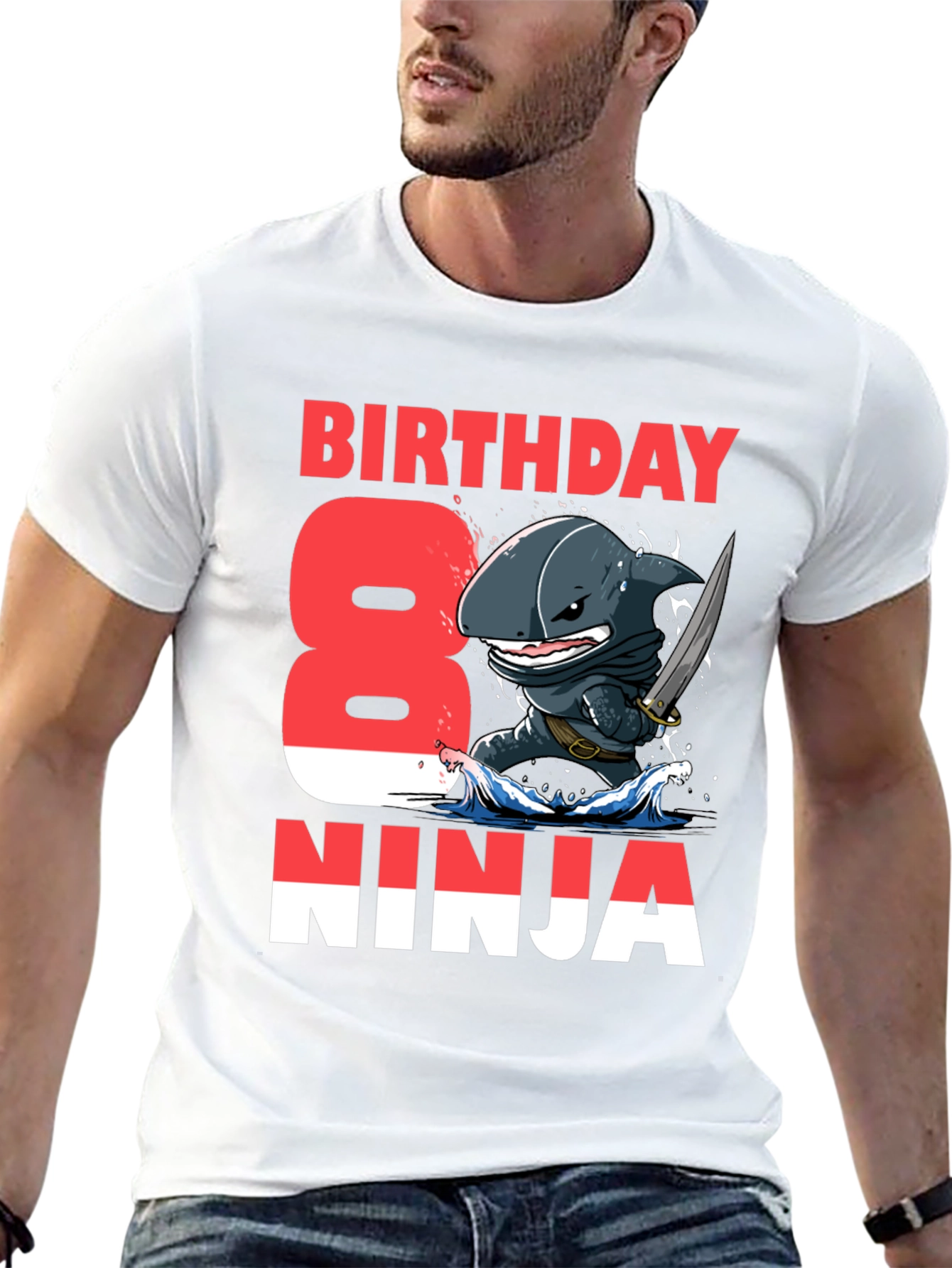 Birthday Shark Ninja T-Shirt - 8th Birthday