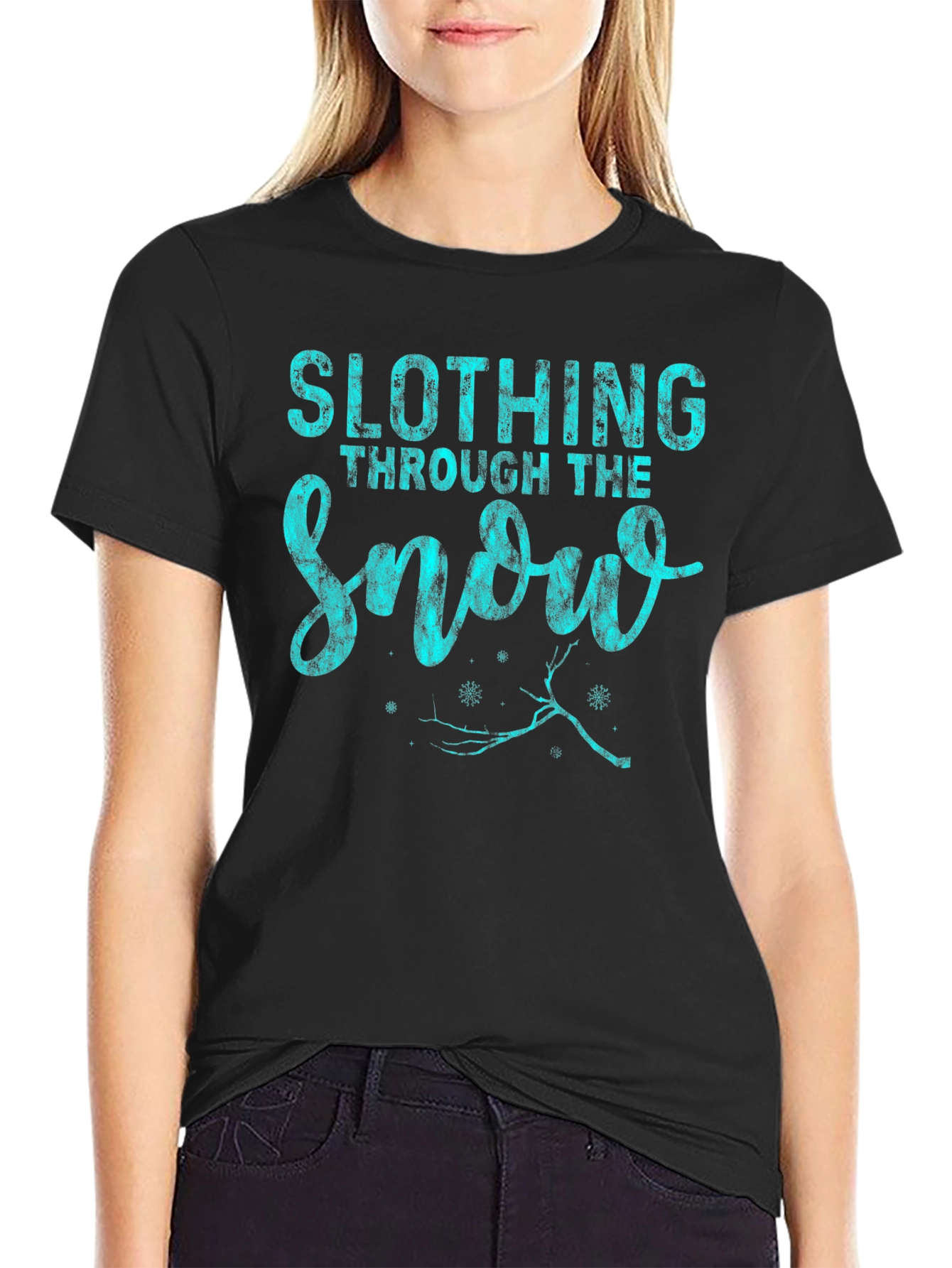 Slothing Through the Snow Mens Graphic T-Shirt