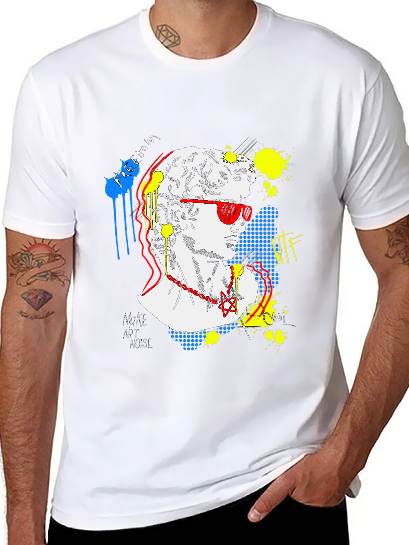 Pop Art David Graphic Tee - Unisex Black T-Shirt
