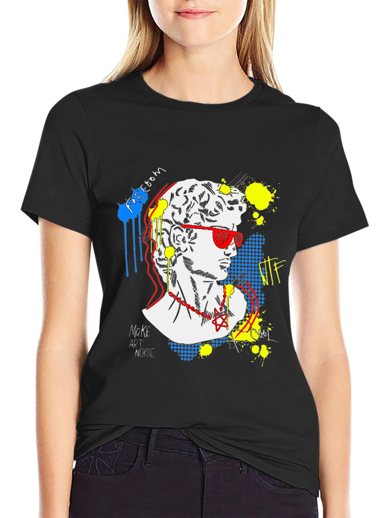 Pop Art David Graphic Tee - Unisex Black T-Shirt