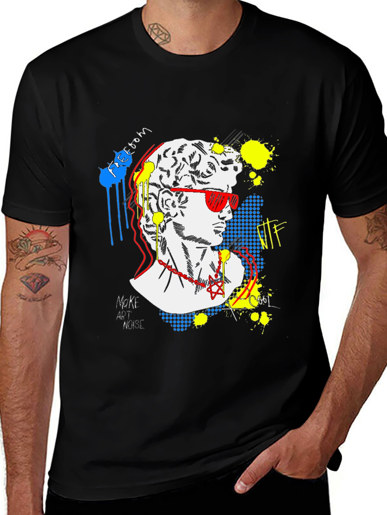Pop Art David Graphic Tee - Unisex Black T-Shirt