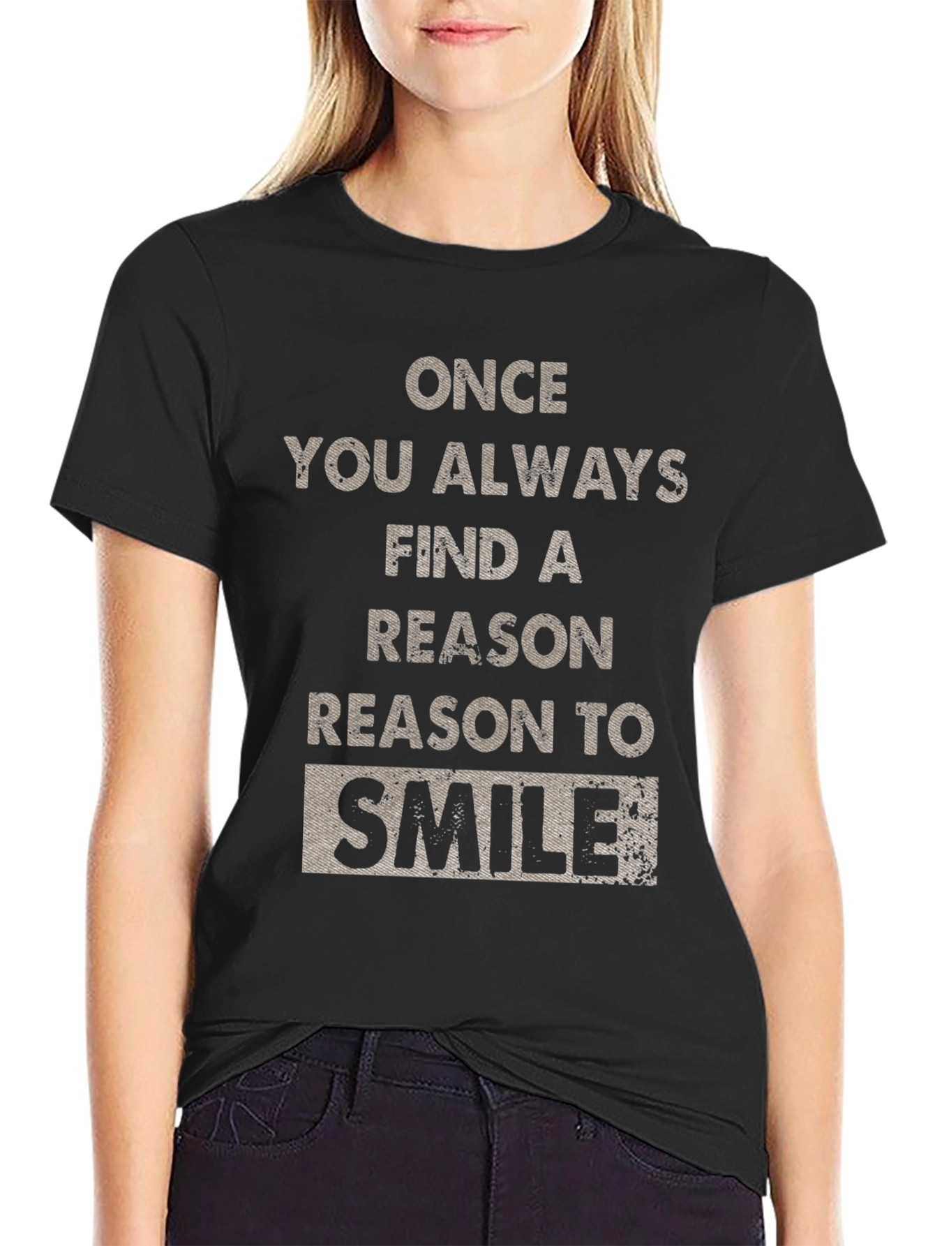 Reason to Smile Graphic Tee - Black Cotton T-Shirt