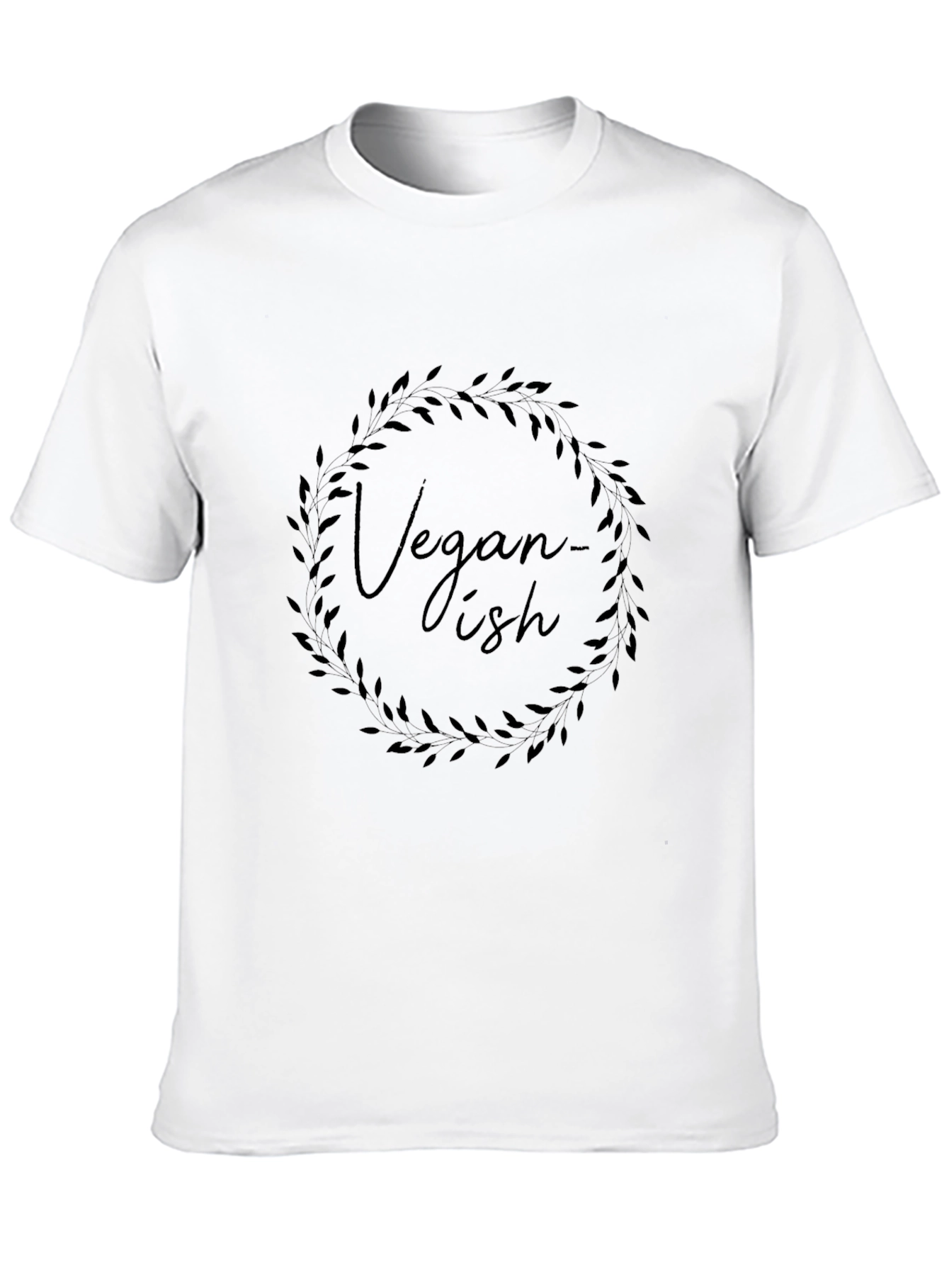Vegan-ish T-Shirt Round Leaf Design Casual Style