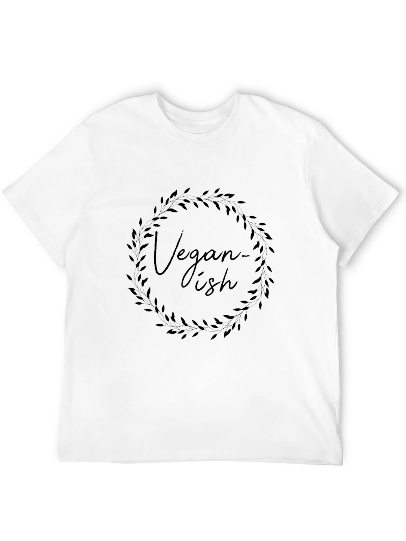 Vegan-ish T-Shirt Round Leaf Design Casual Style