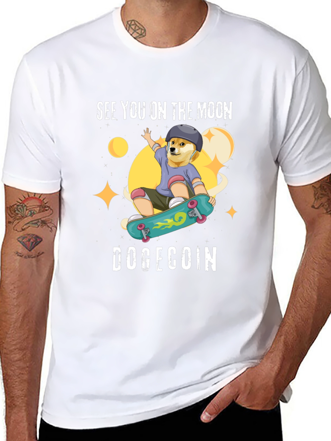 DogeCoin Moon Ride Black T-Shirt