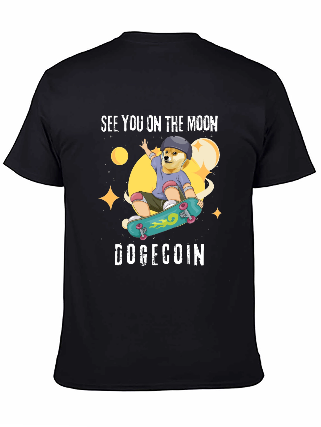 DogeCoin Moon Ride Black T-Shirt