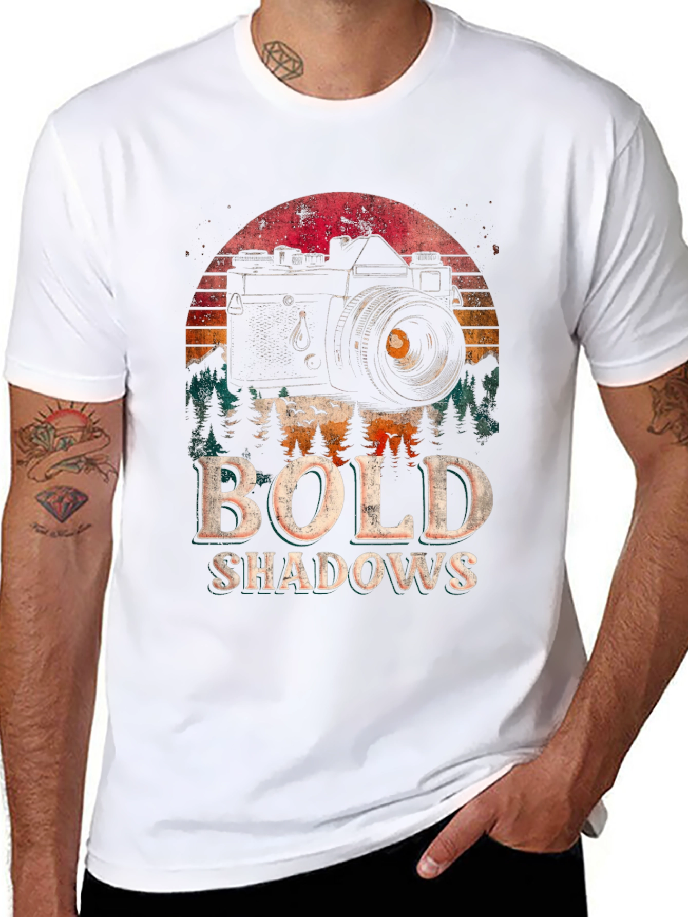 Bold Shadows Camera Graphic T-Shirt