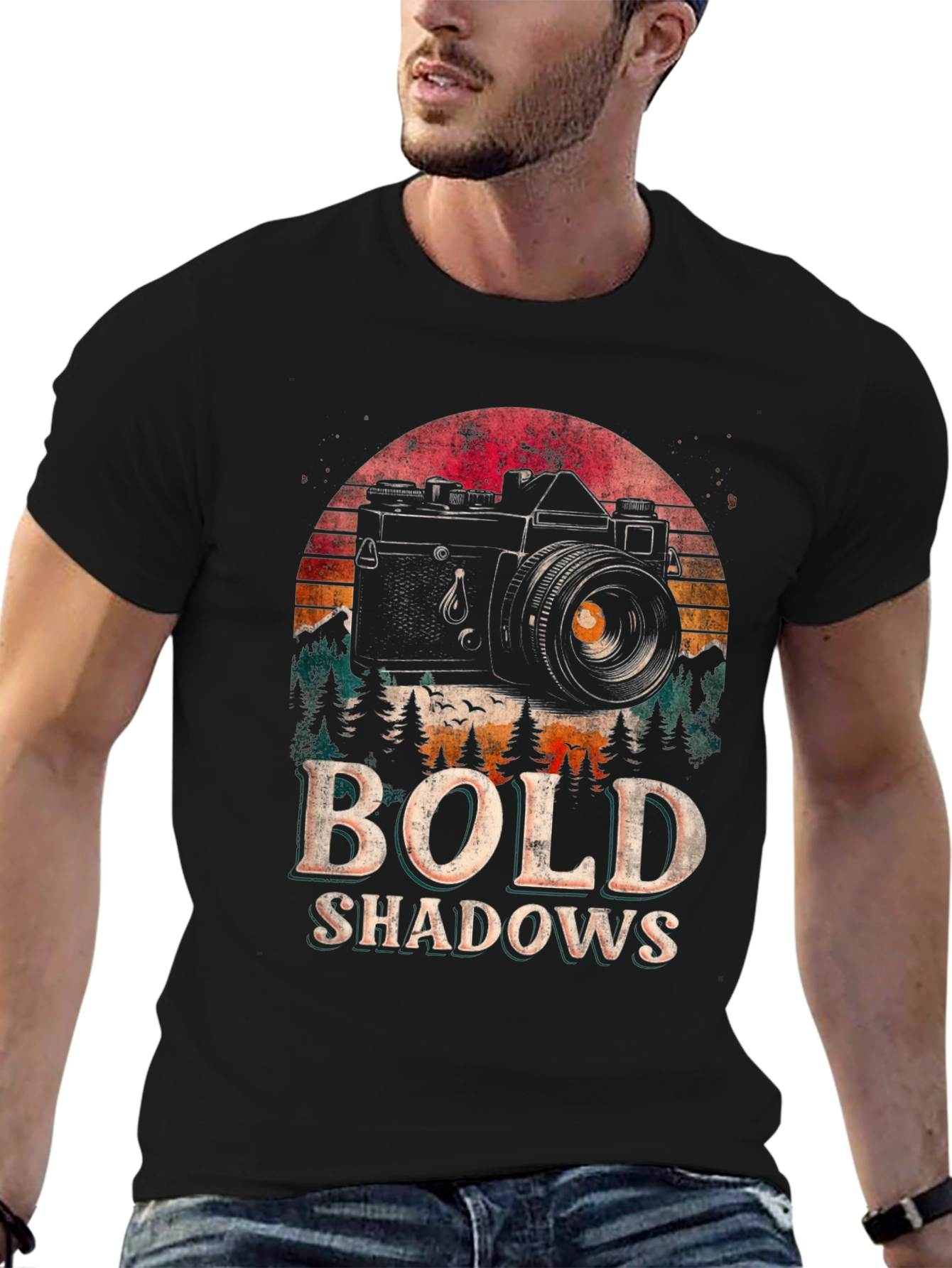 Bold Shadows Camera Graphic T-Shirt