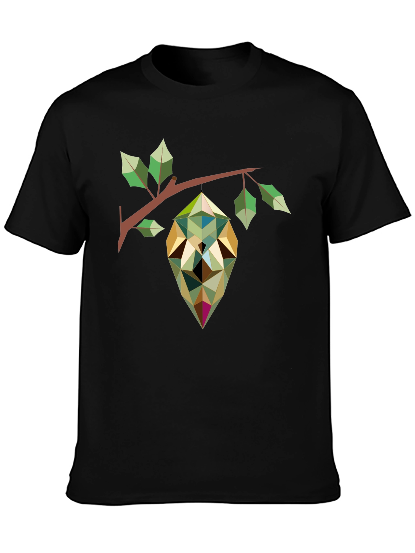 Geometric Pod Print Black T-Shirt