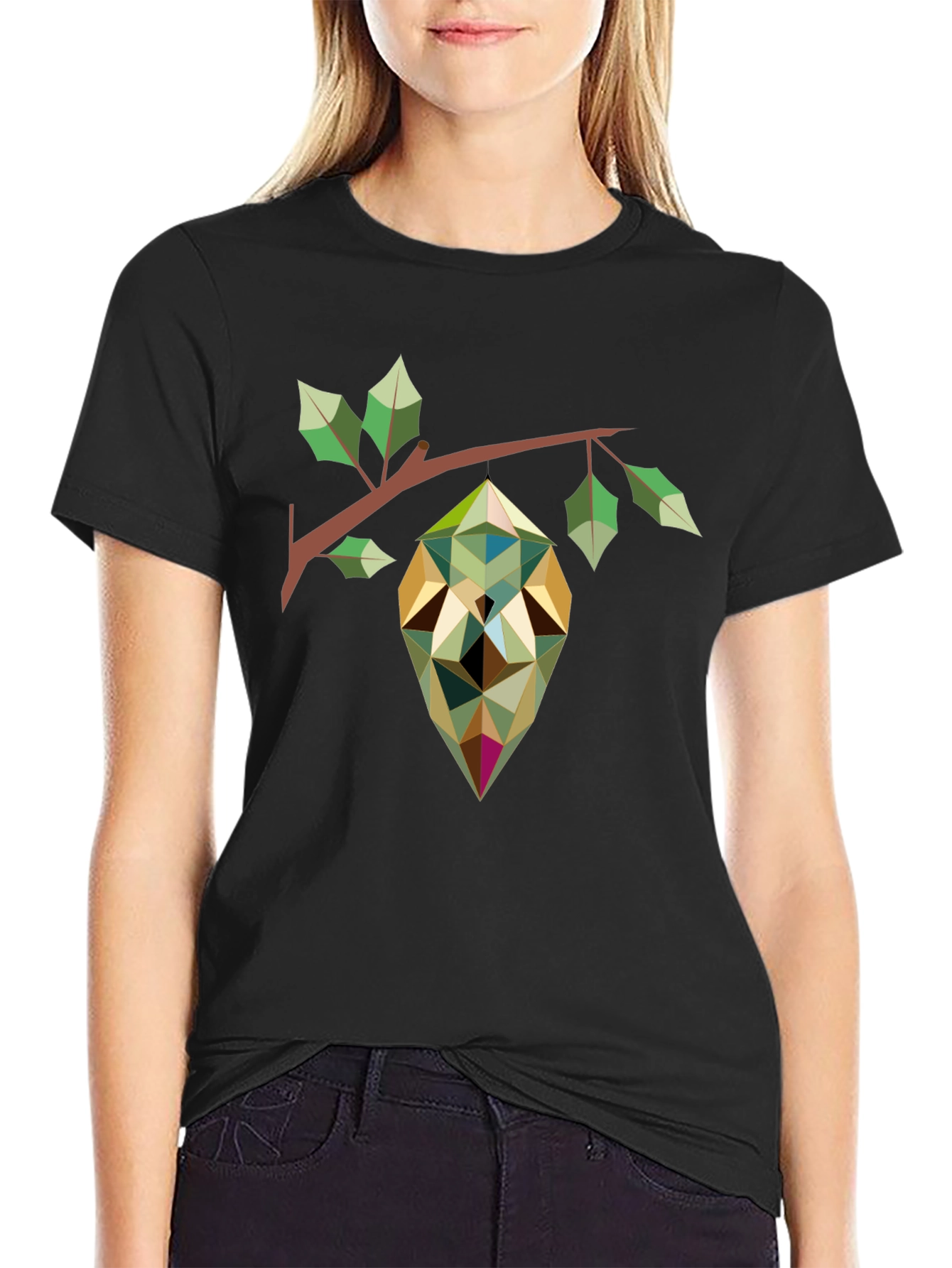 Geometric Pod Print Black T-Shirt