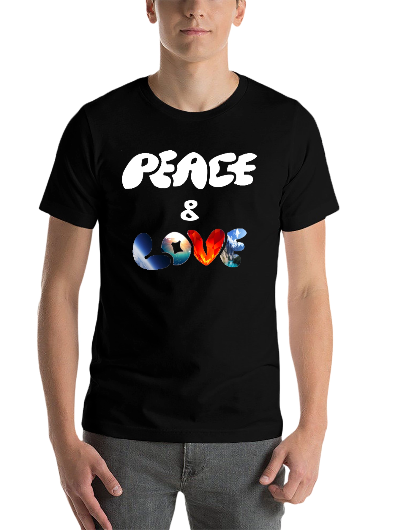 Peace & Love Graphic T-Shirt - Black