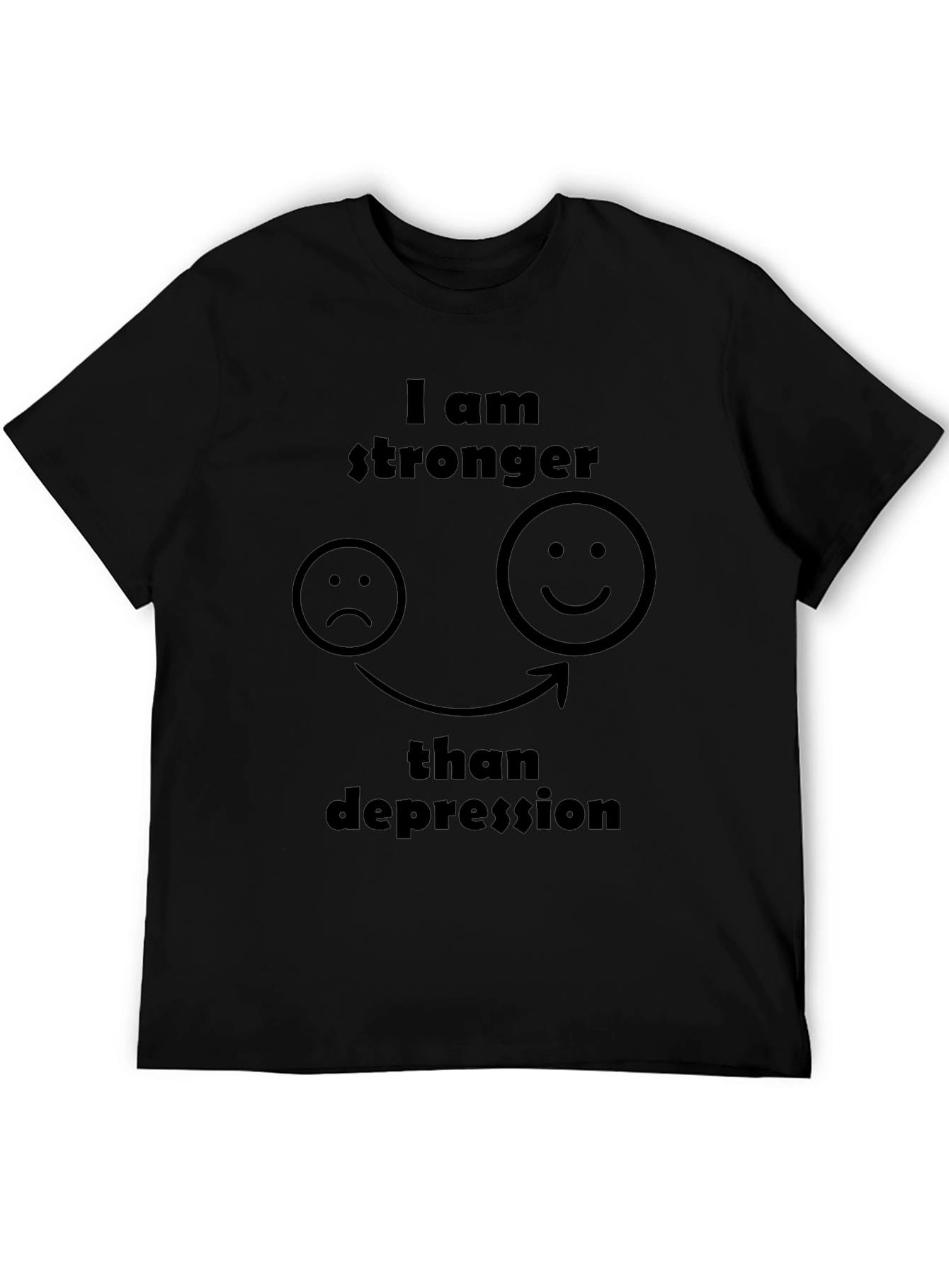 Stronger Than Depression Black Graphic T-Shirt