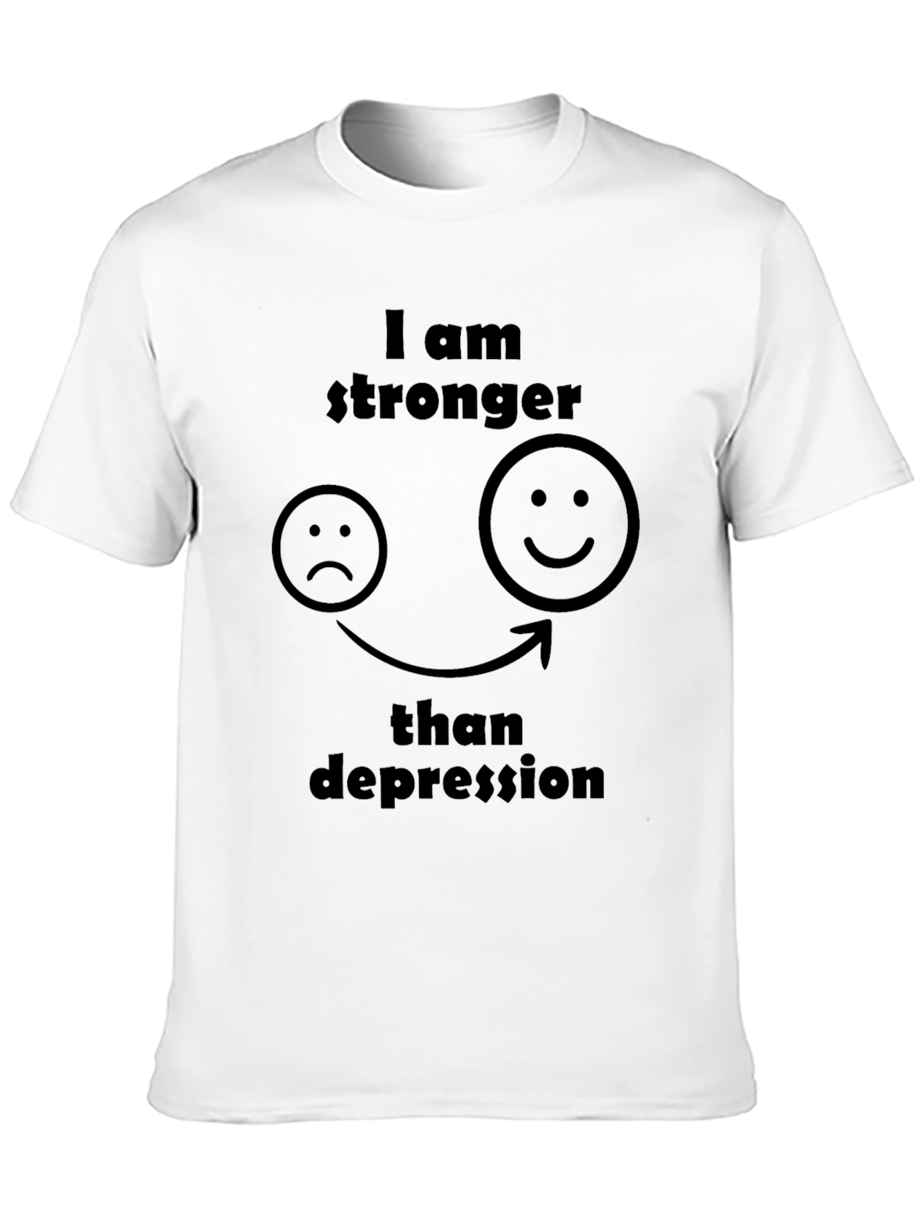 Stronger Than Depression Black Graphic T-Shirt