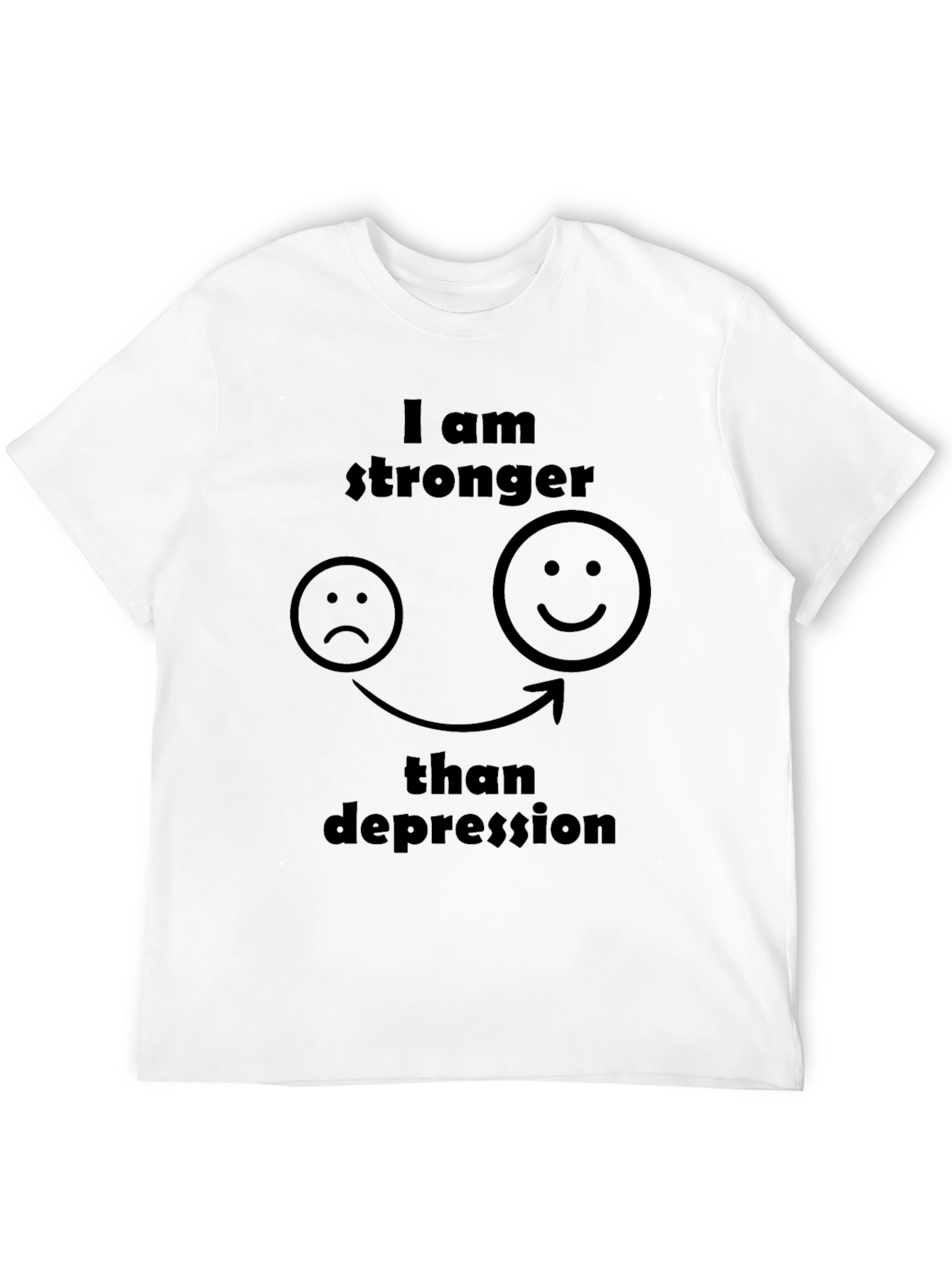 Stronger Than Depression Black Graphic T-Shirt