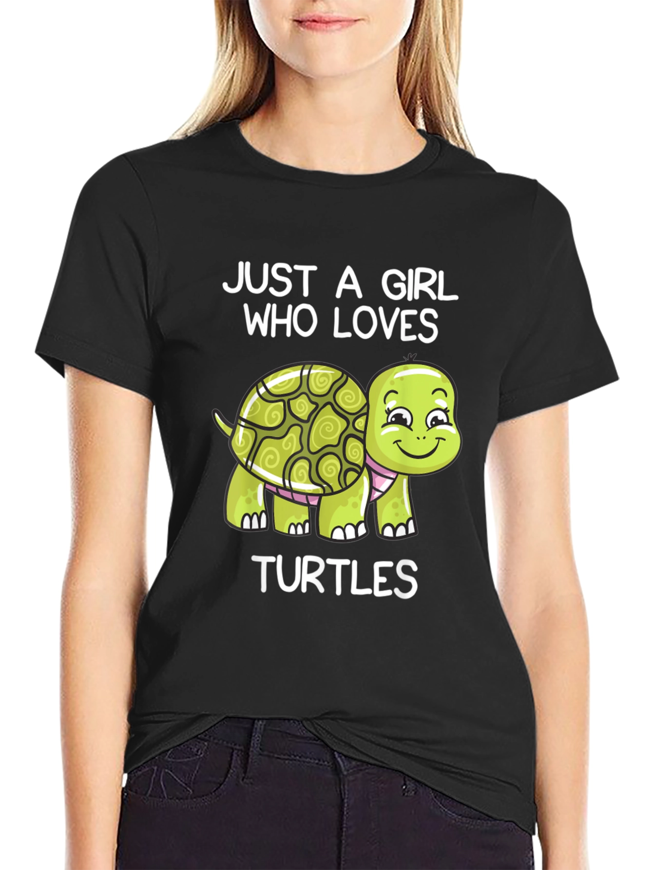 Girl Who Loves Turtles Black T-Shirt