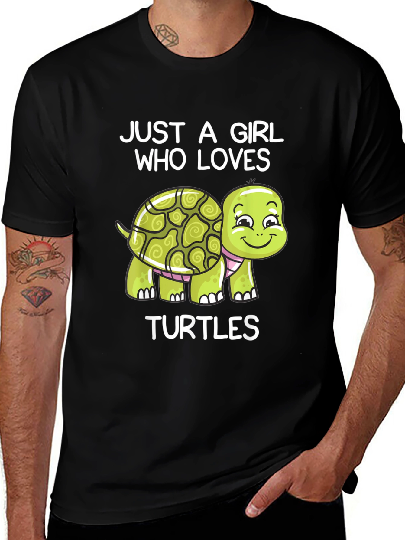Girl Who Loves Turtles Black T-Shirt