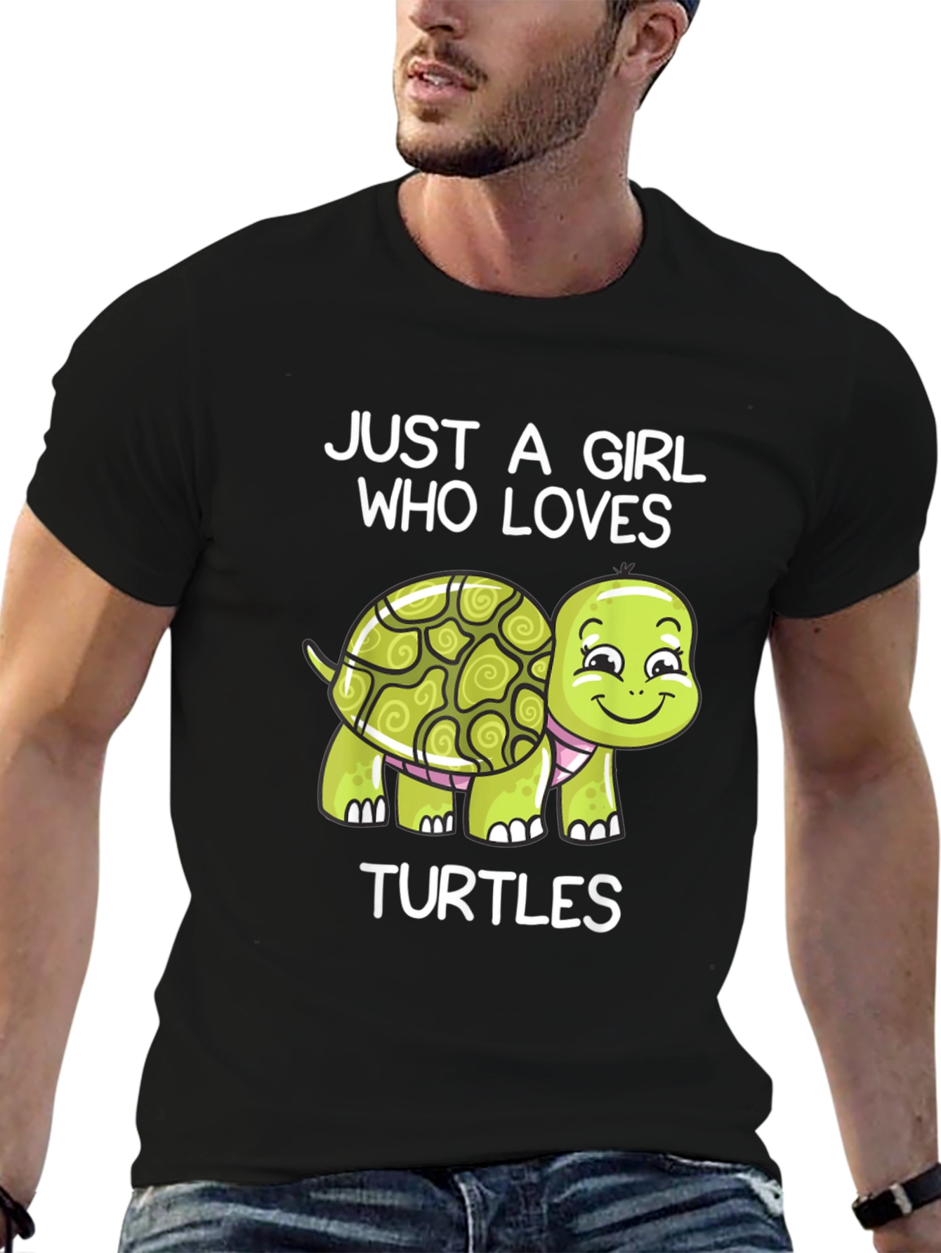 Girl Who Loves Turtles Black T-Shirt