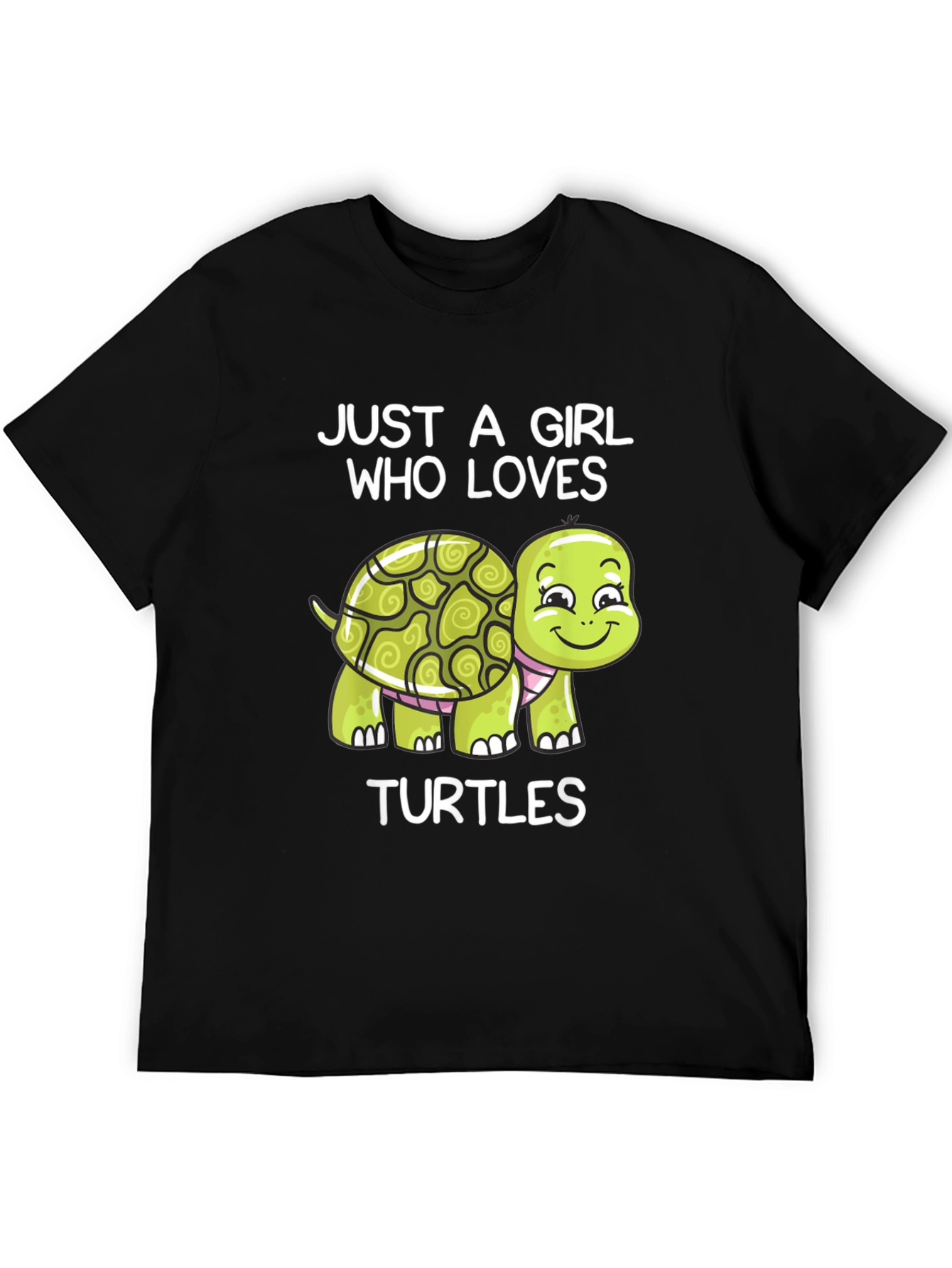 Girl Who Loves Turtles Black T-Shirt
