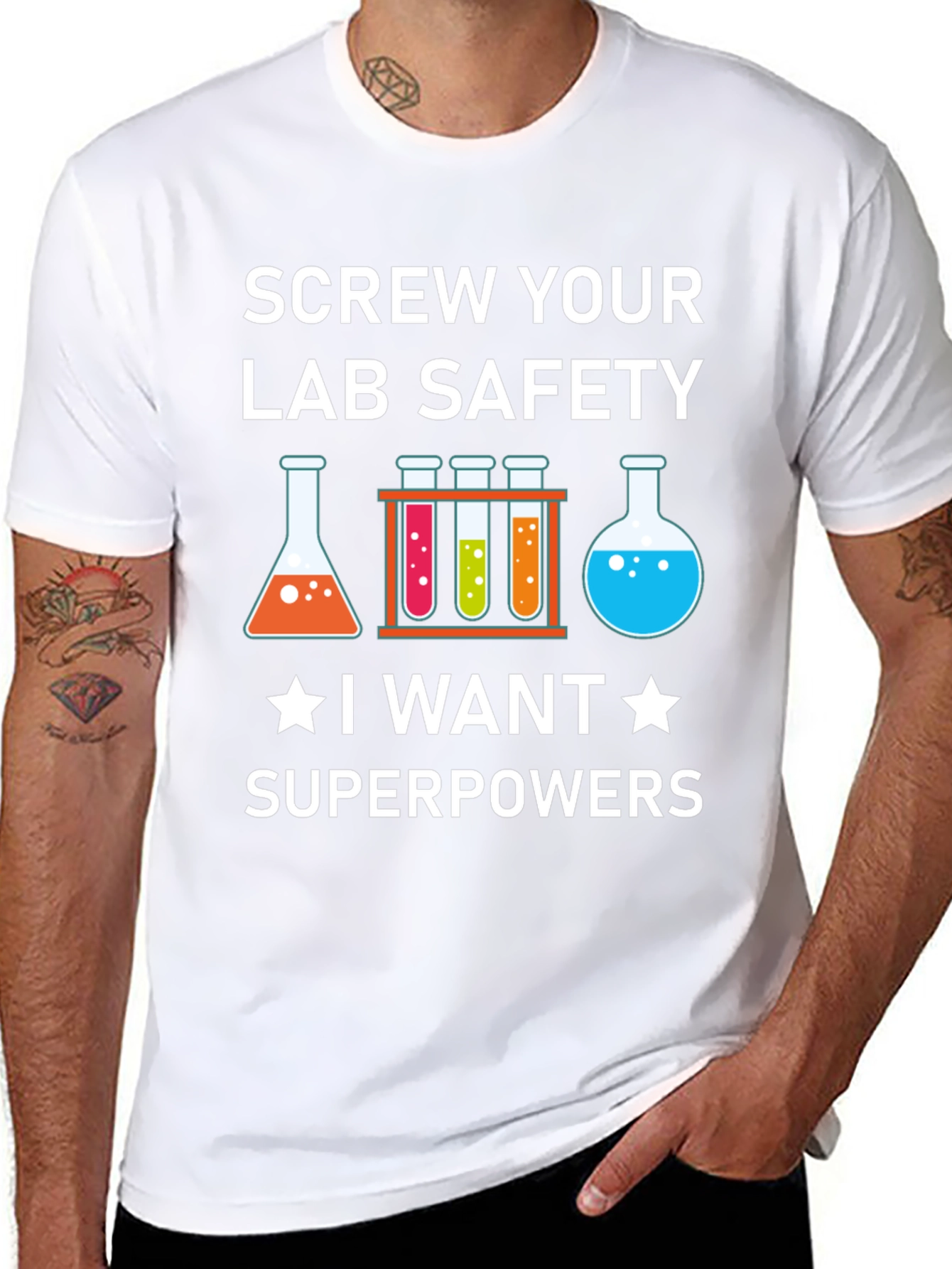 Screw Your Lab Safety T-Shirt: Superpowers Graphic Tee