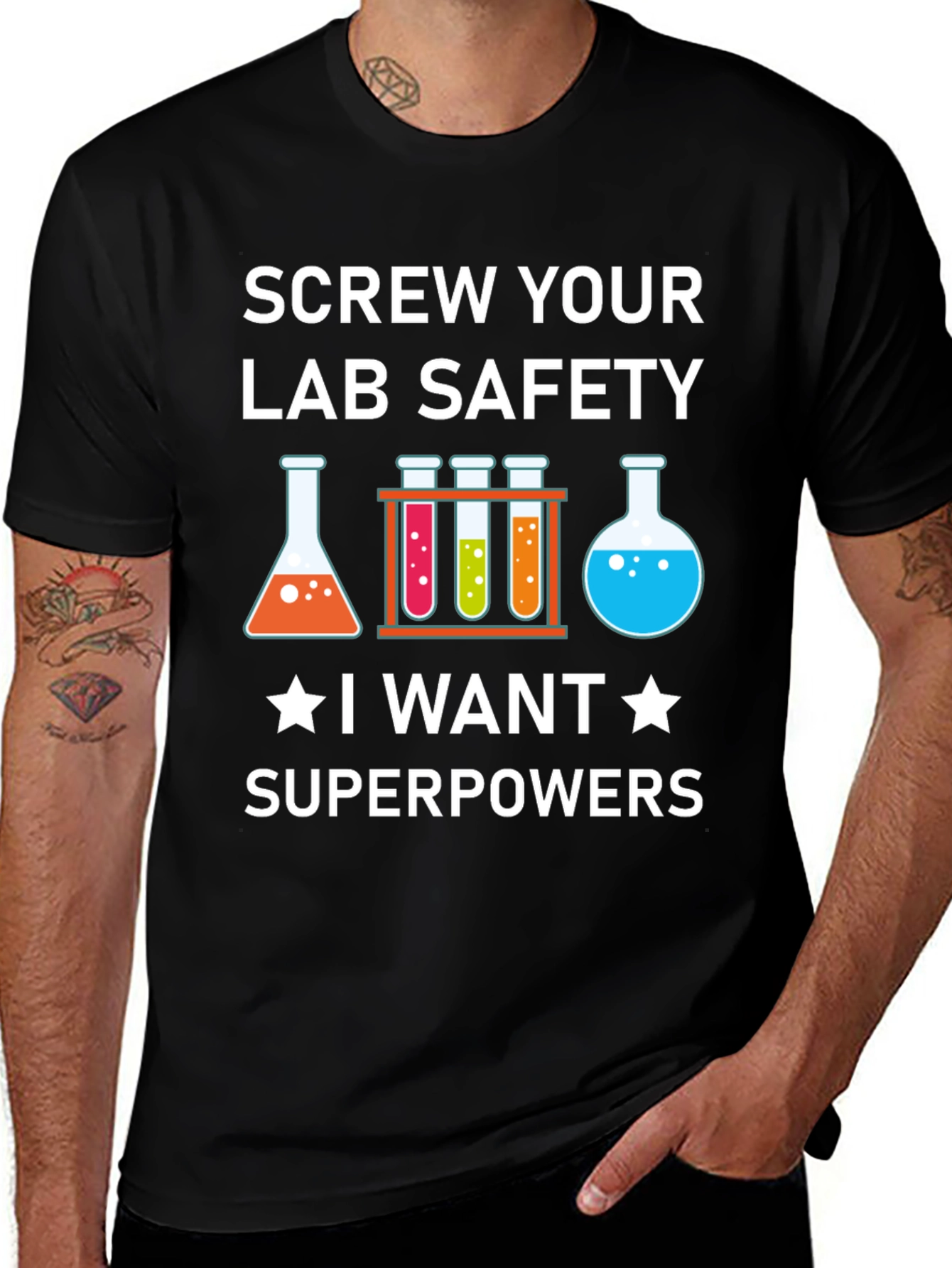 Screw Your Lab Safety T-Shirt: Superpowers Graphic Tee
