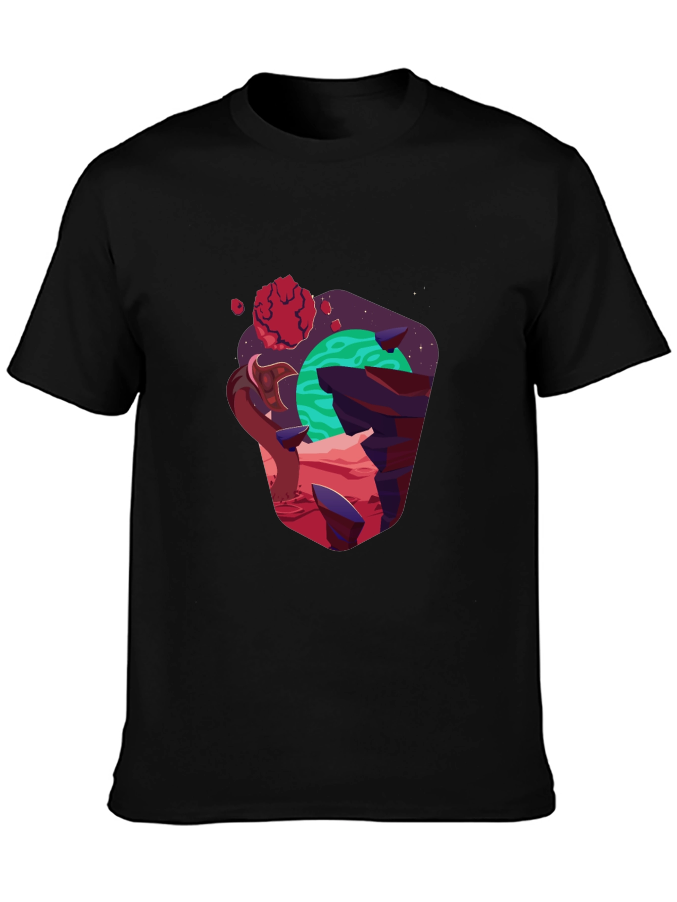 Cosmic Planet Graphic Black T-Shirt
