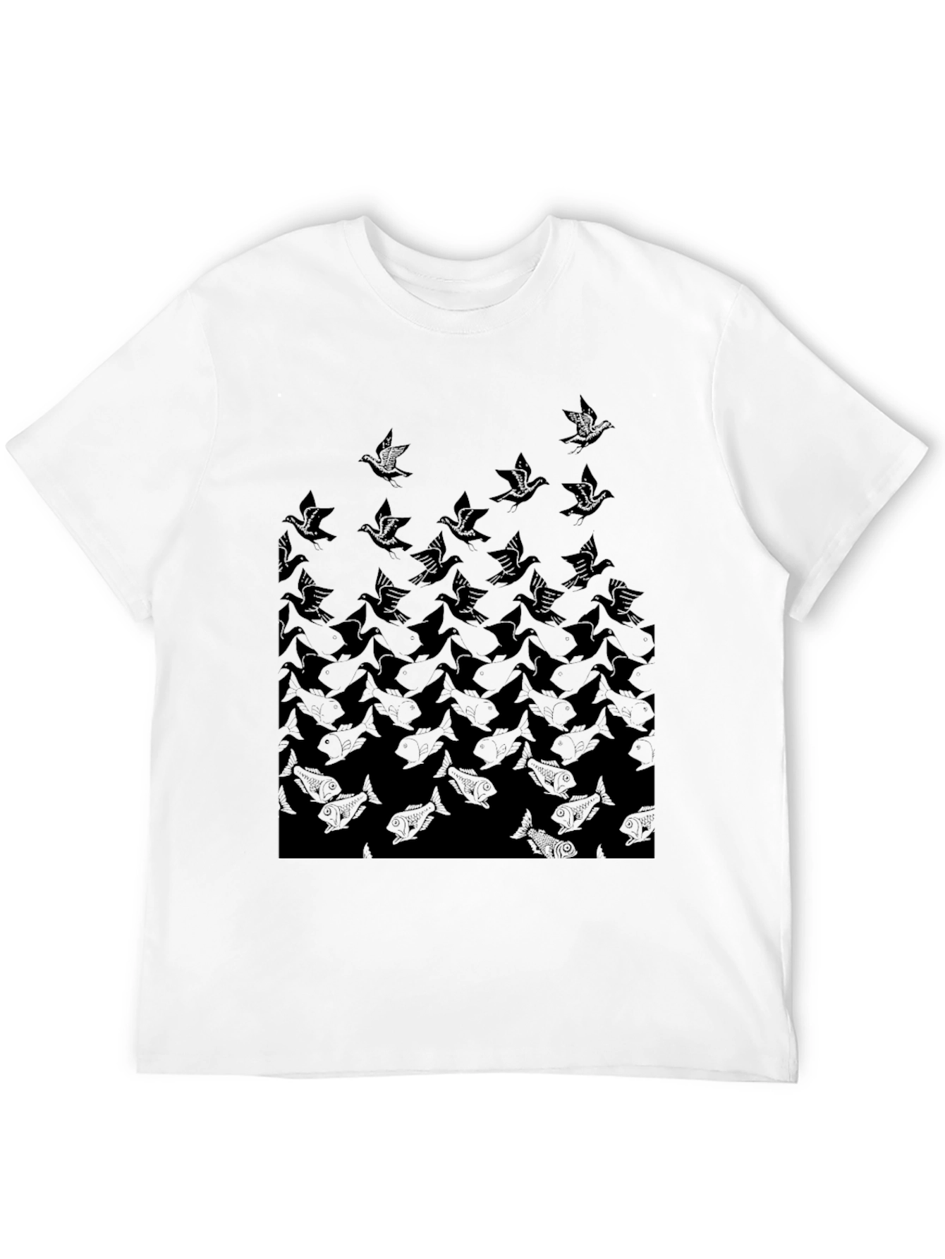 Escher-Inspired Bird & Fish Graphic Tee