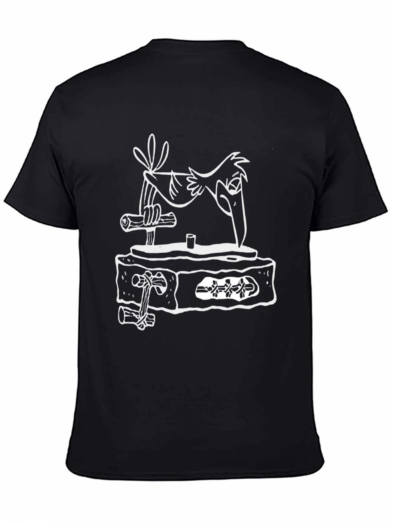 Cartoon Crow on Woodcut Style Graphic Tee