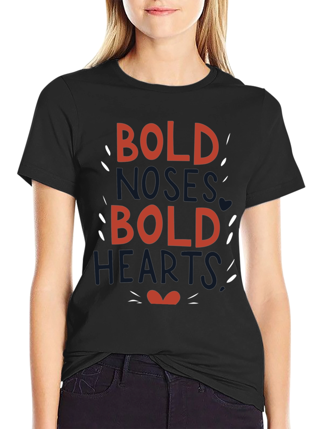 Bold Noses Hearts Graphic Tee - Black